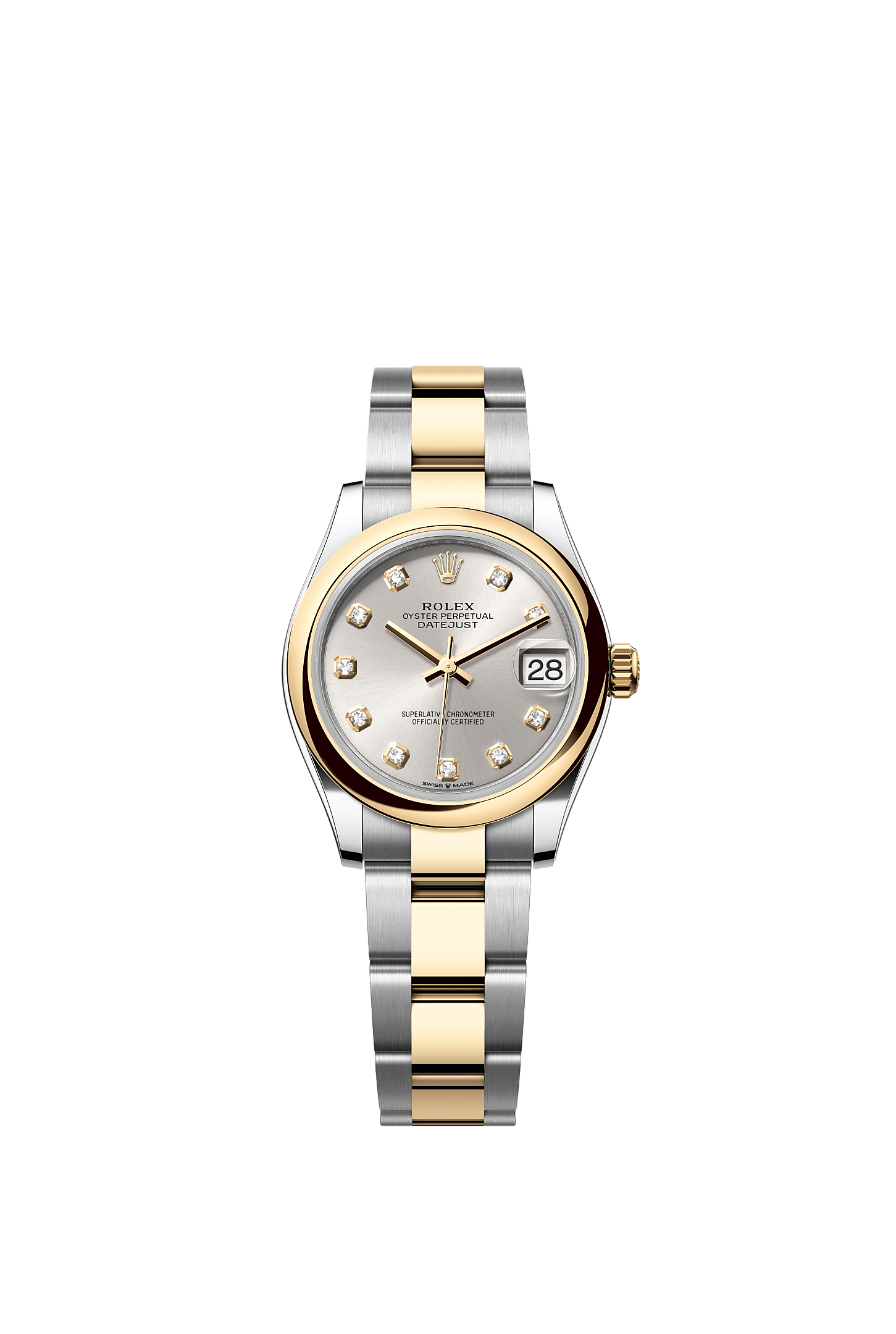 Datejust 31, Oyster, 31 mm, Oystersteel and yellow gold, Dial : Silver set with diamonds, Rolex