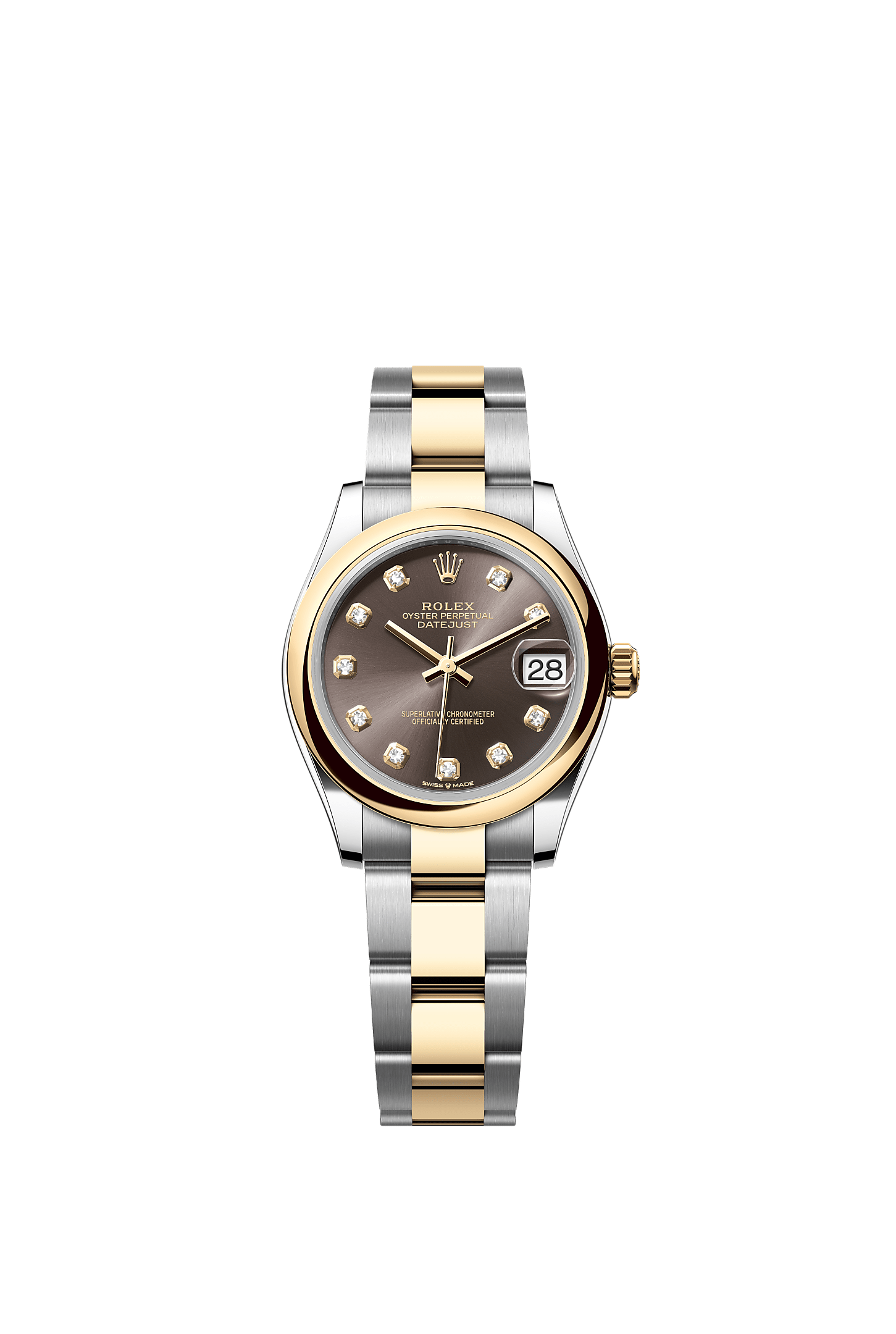 Datejust 31, Oyster, 31 mm, Oystersteel and yellow gold, Dial : Dark grey set with diamonds, Rolex