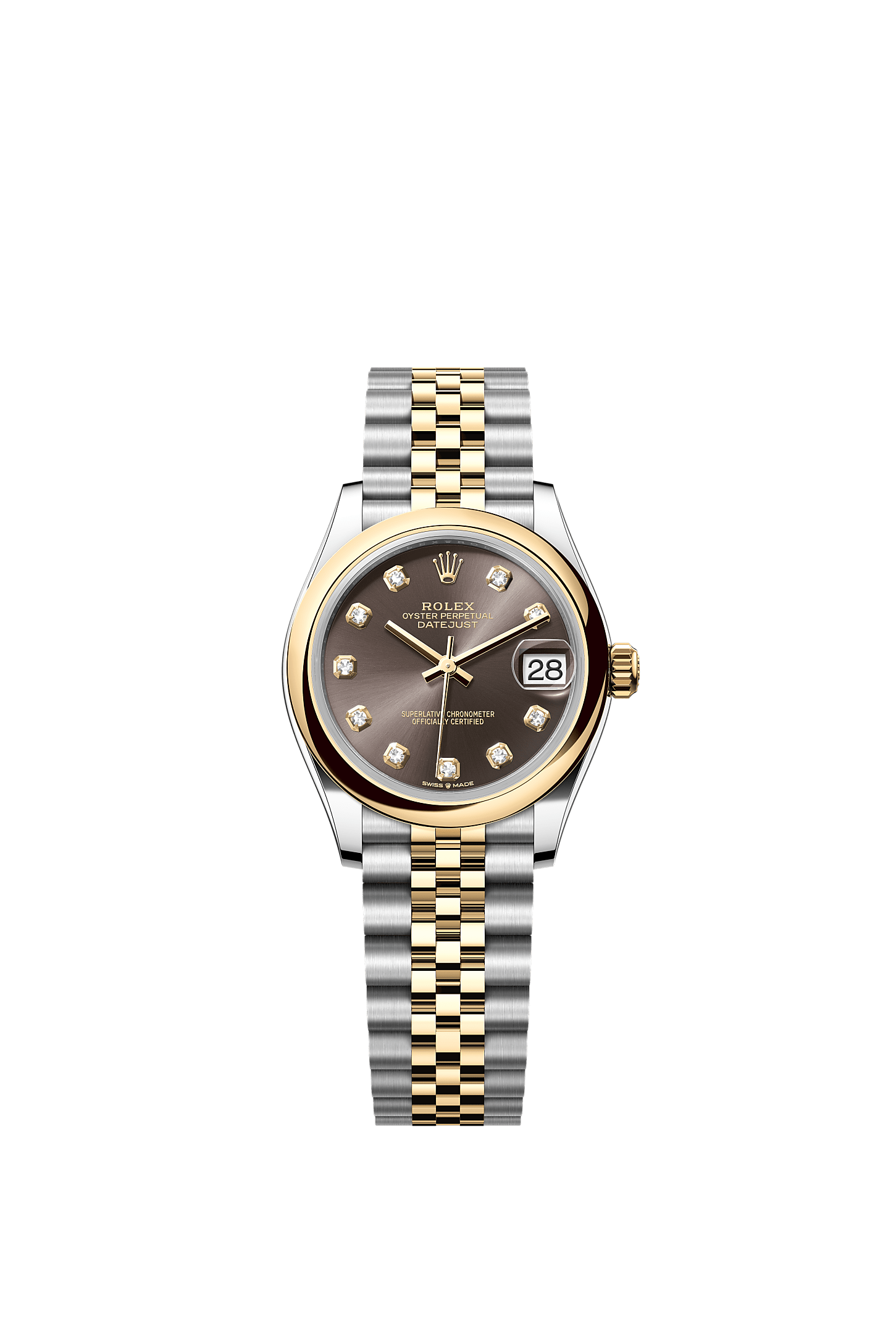 Datejust 31, Oyster, 31 mm, Oystersteel and yellow gold, Dial : Dark grey set with diamonds, Rolex