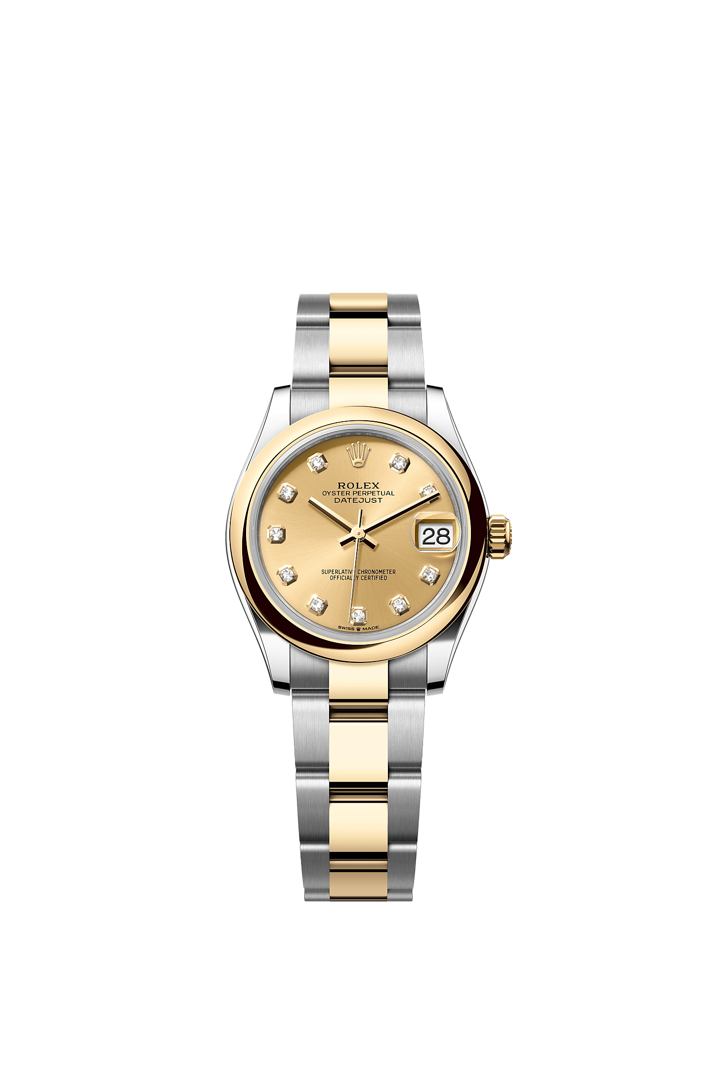 Datejust 31, Oyster, 31 mm, Oystersteel and yellow gold, Dial : Champagne-colour set with diamonds, Rolex