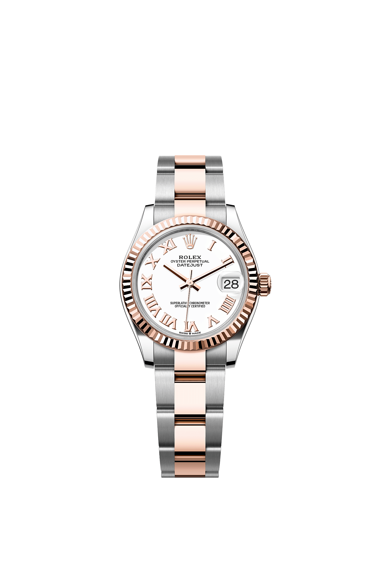 日志型 31, 蚝式，31毫米，永恒玫瑰金及蚝式钢, 表盘 : 白色, Rolex
