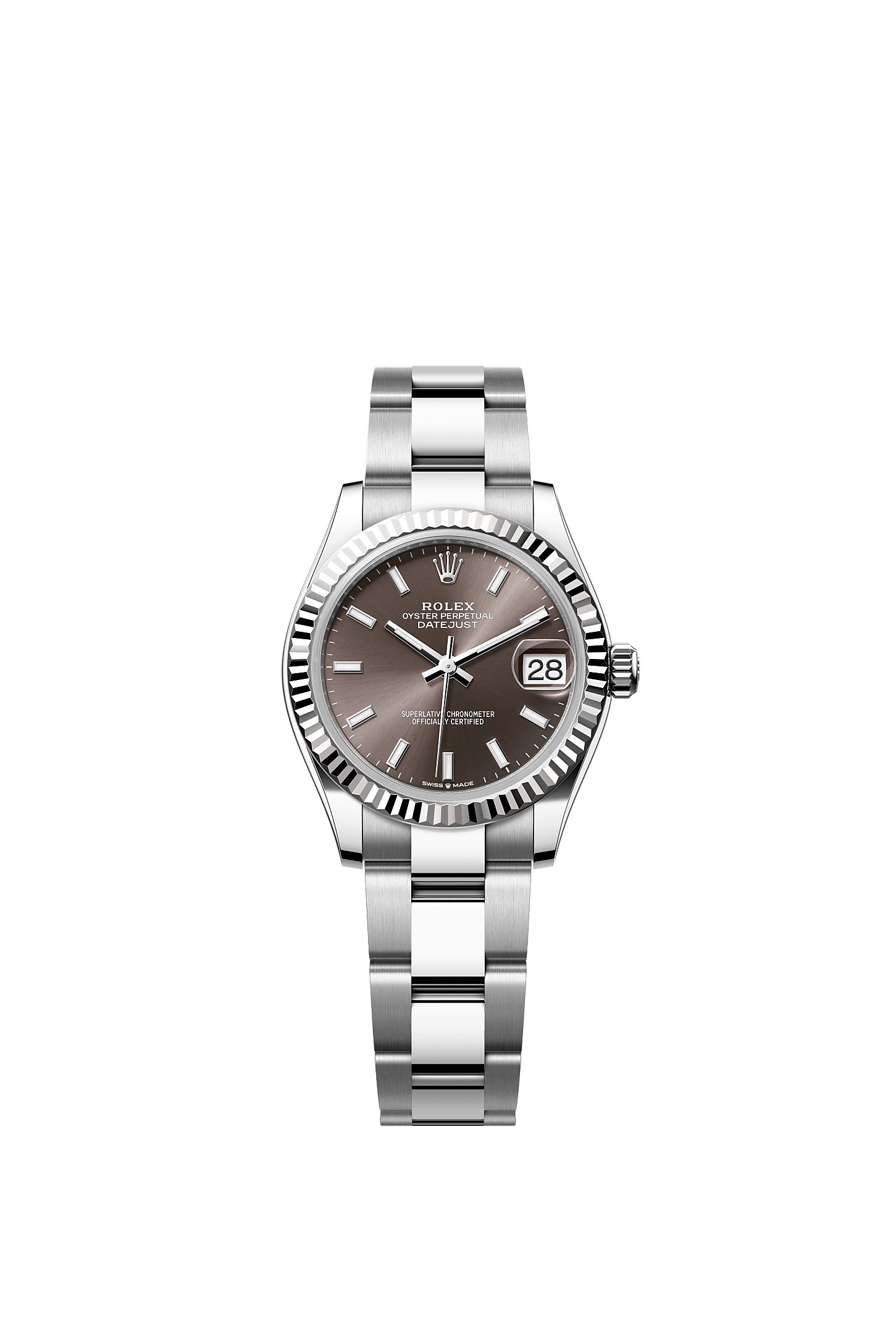 日志型 31, 蚝式，31毫米，白色黄金及蚝式钢, 表盘 : 深灰色, Rolex