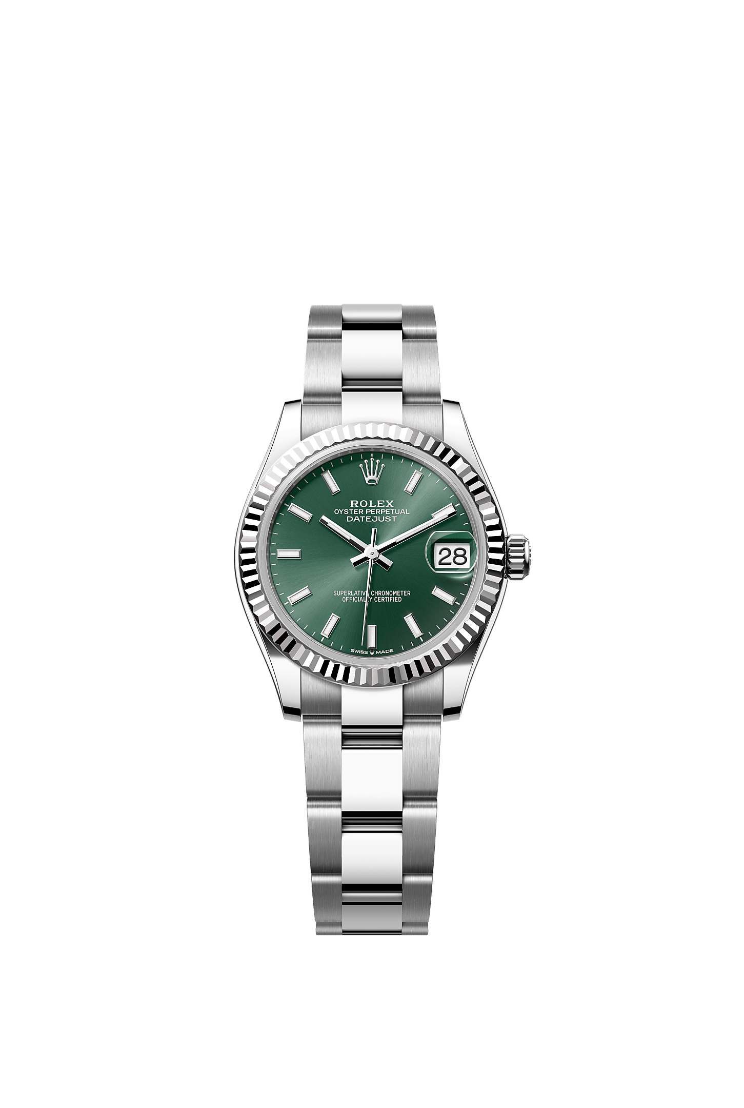 Datejust 31, Oyster, 31 mm, Oystersteel and white gold, Dial : Mint green, Rolex