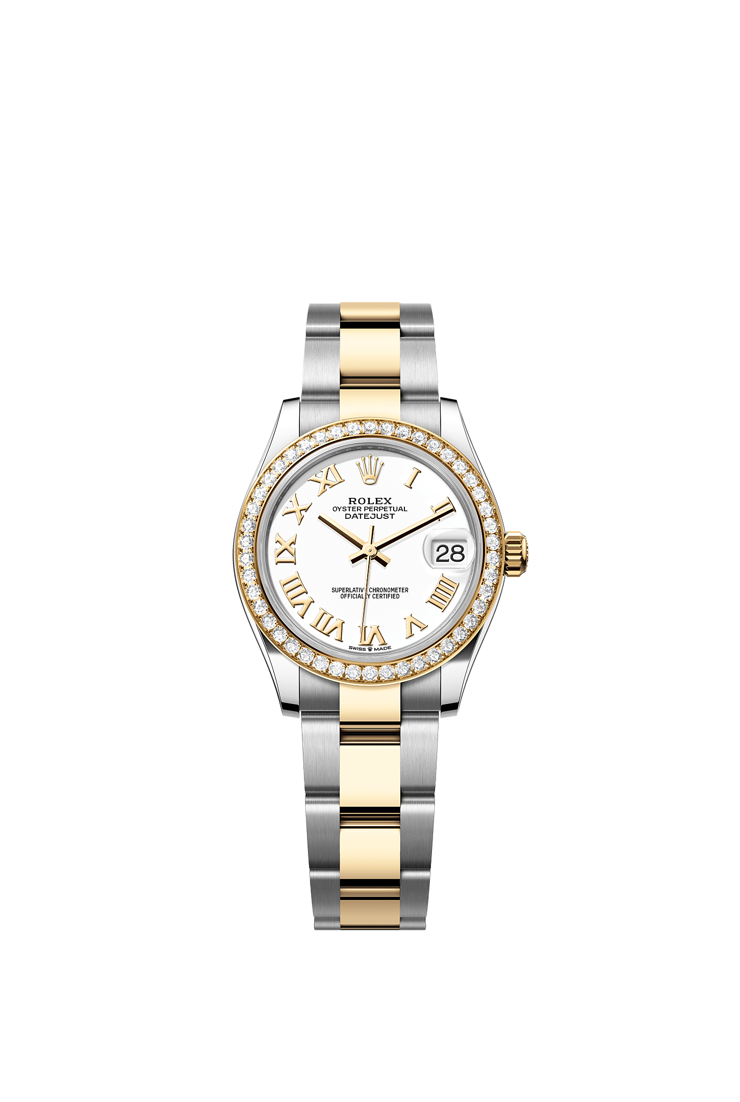 日志型 31, 蚝式，31毫米，钻石、黄金及蚝式钢, 表盘 : 白色, Rolex