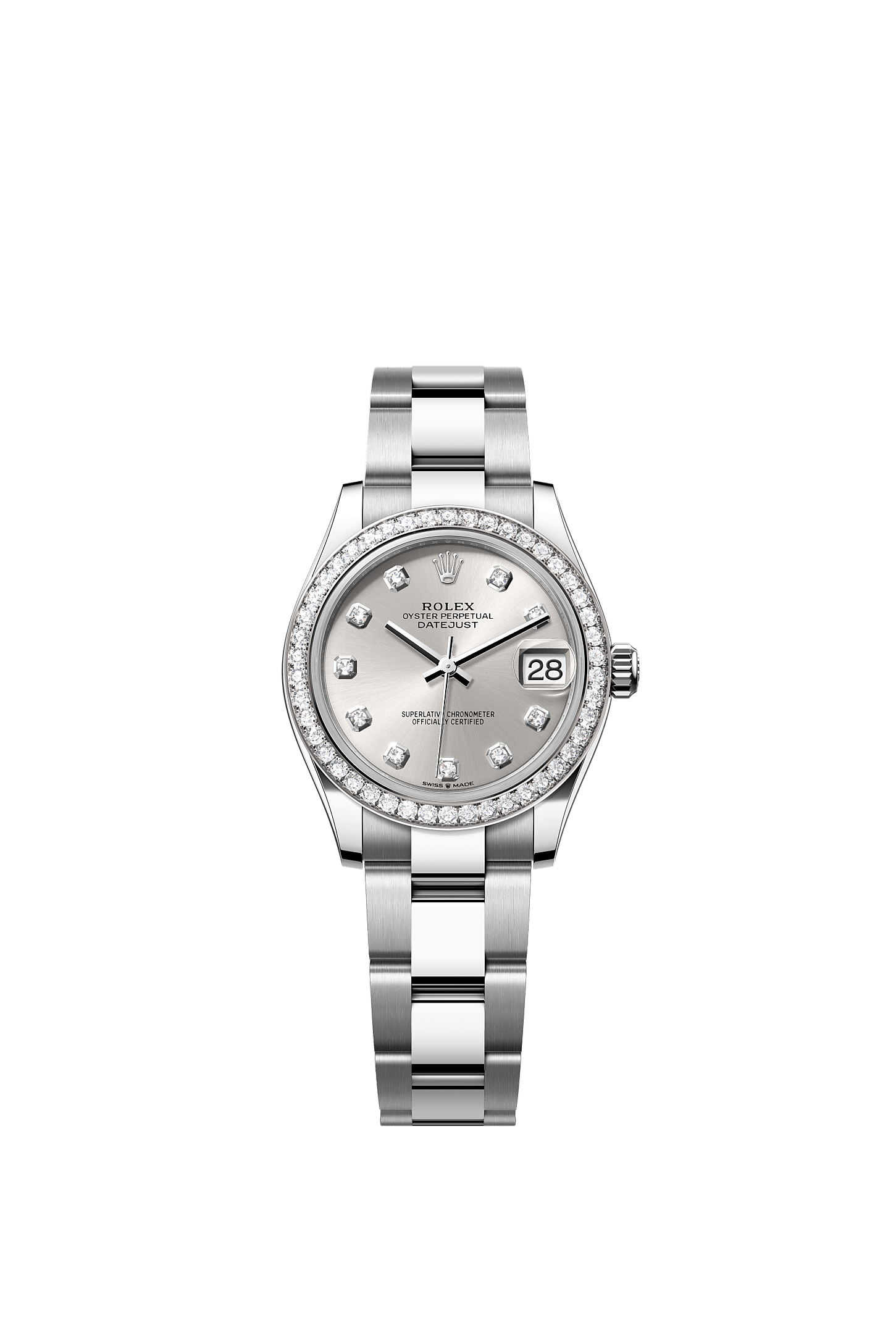 Datejust 31, Oyster, 31 mm, Oystersteel, white gold and diamonds, Dial : Silver set with diamonds, Rolex