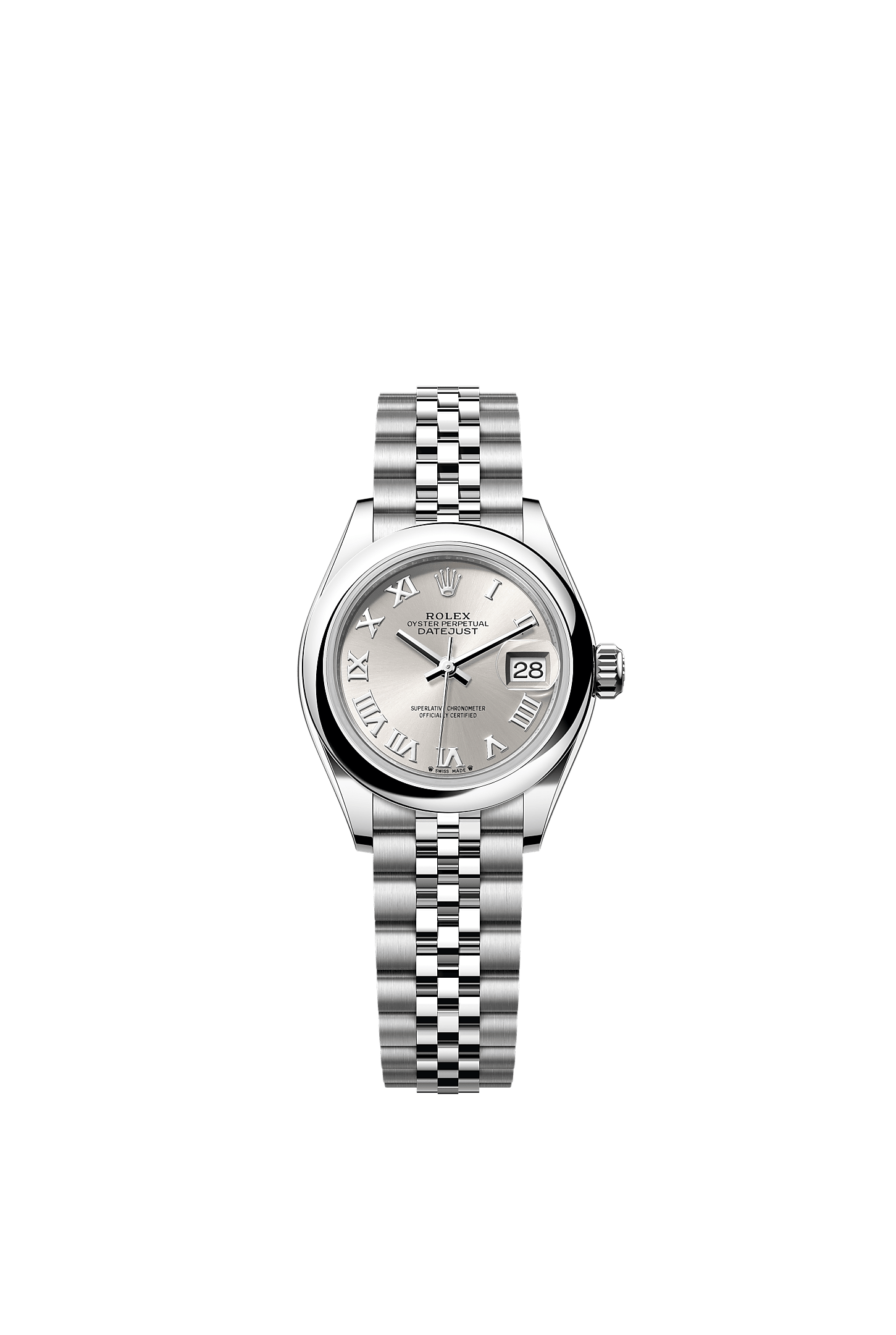 Lady-Datejust, Oyster, 28 mm, Oystersteel, Dial : Silver, Rolex