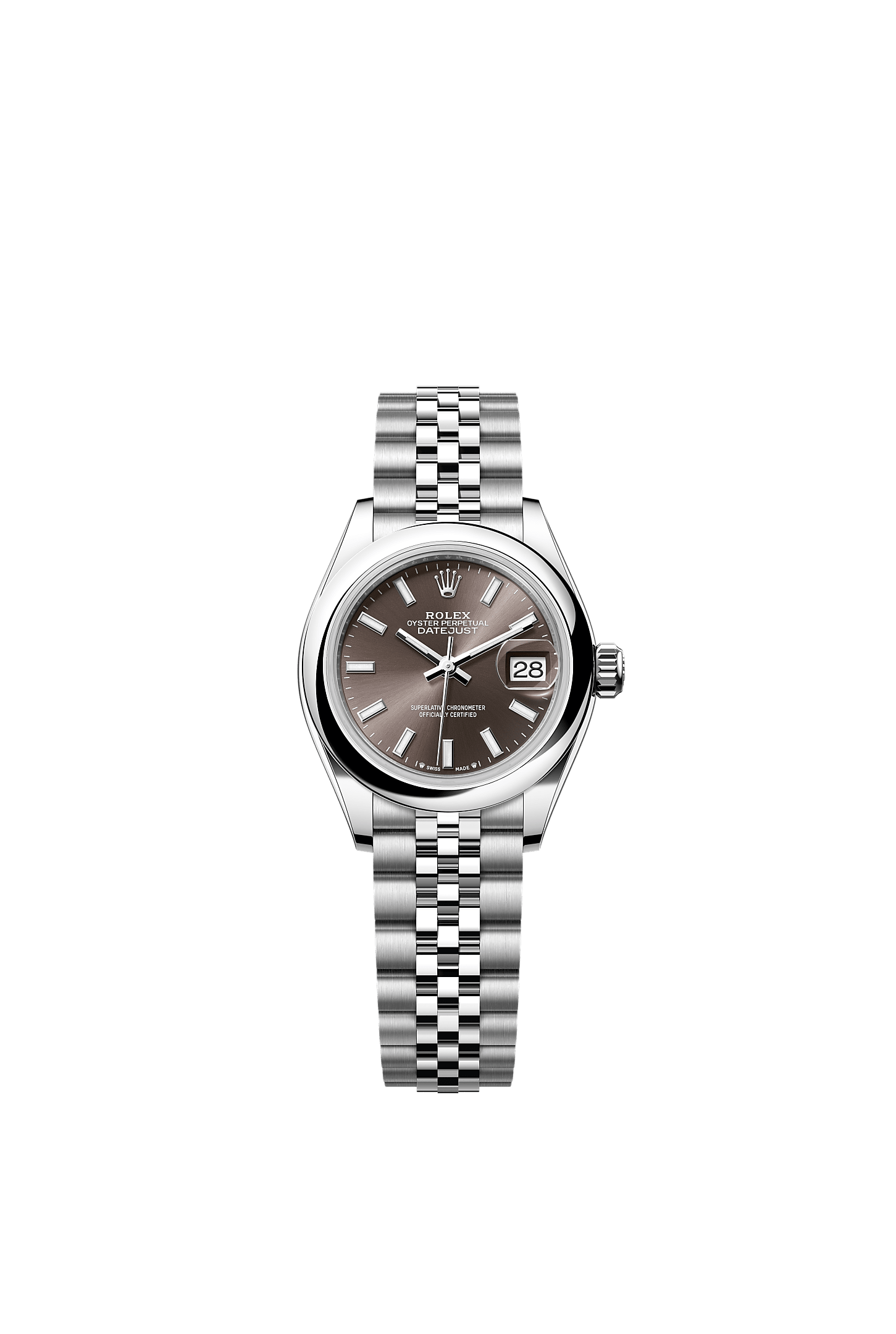 Lady-Datejust, Oyster, 28 mm, Oystersteel, Dial : Dark grey, Rolex
