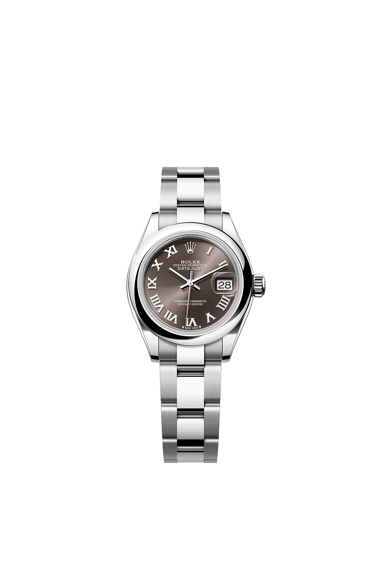 Lady-Datejust, Oyster, 28 mm, Oystersteel, Dial : Dark grey, Rolex