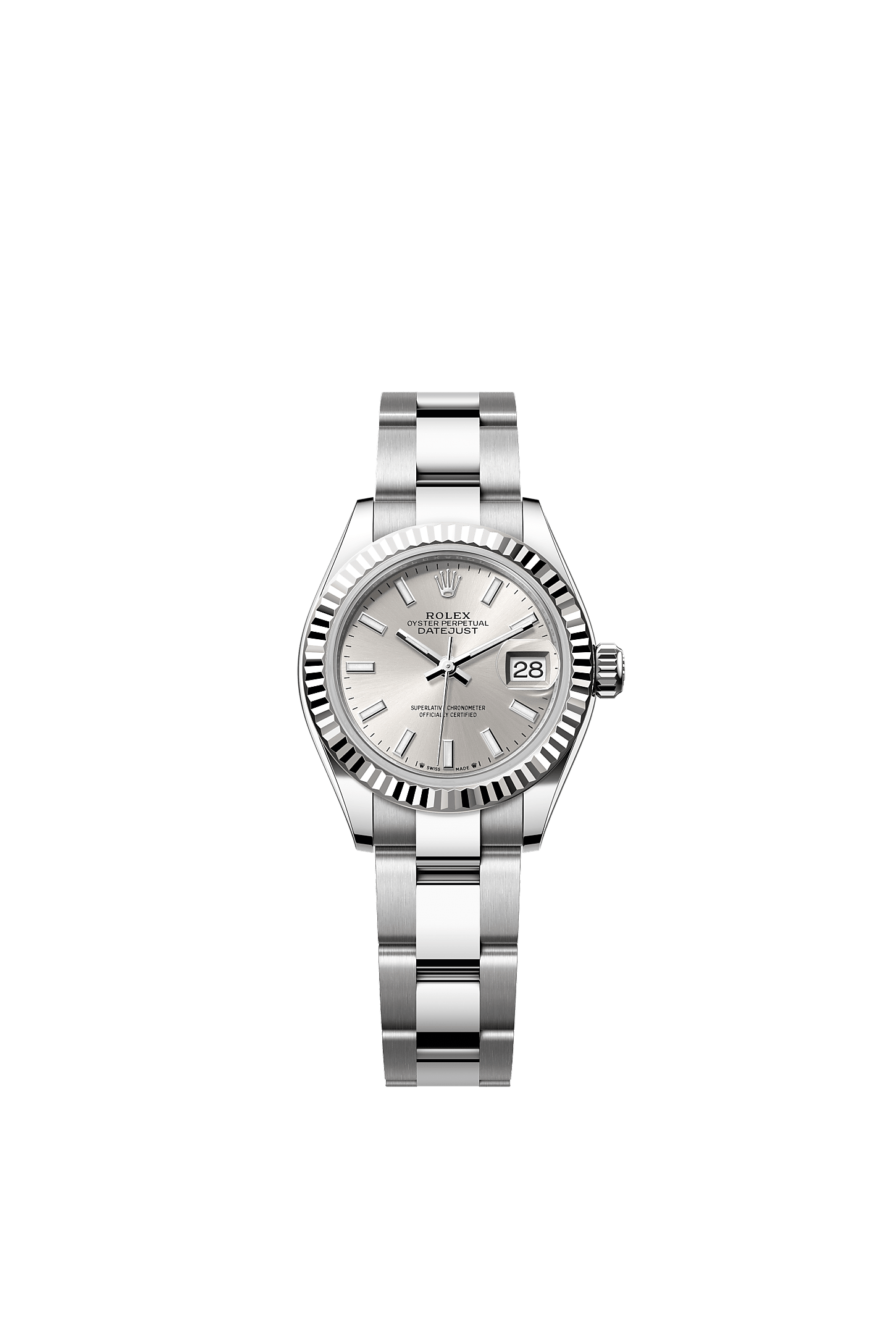 Lady-Datejust, Oyster, 28 mm, Oystersteel and white gold, Dial : Silver, Rolex