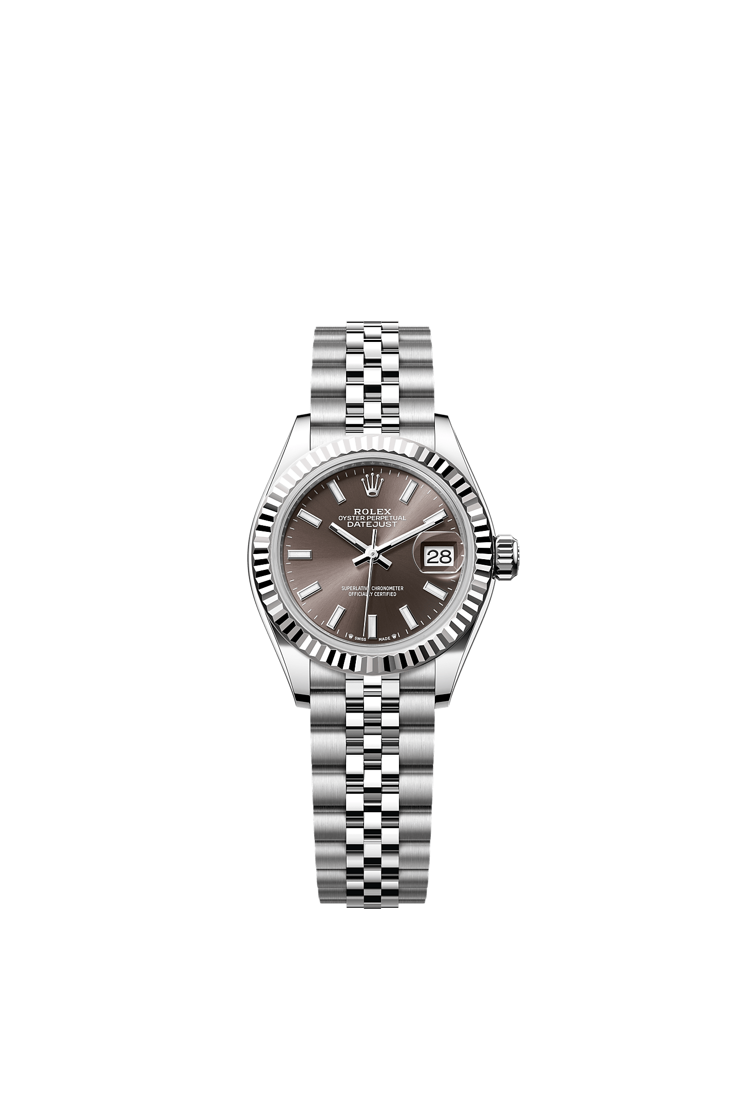 Lady-Datejust, Oyster, 28 mm, Oystersteel and white gold, Dial : Dark grey, Rolex