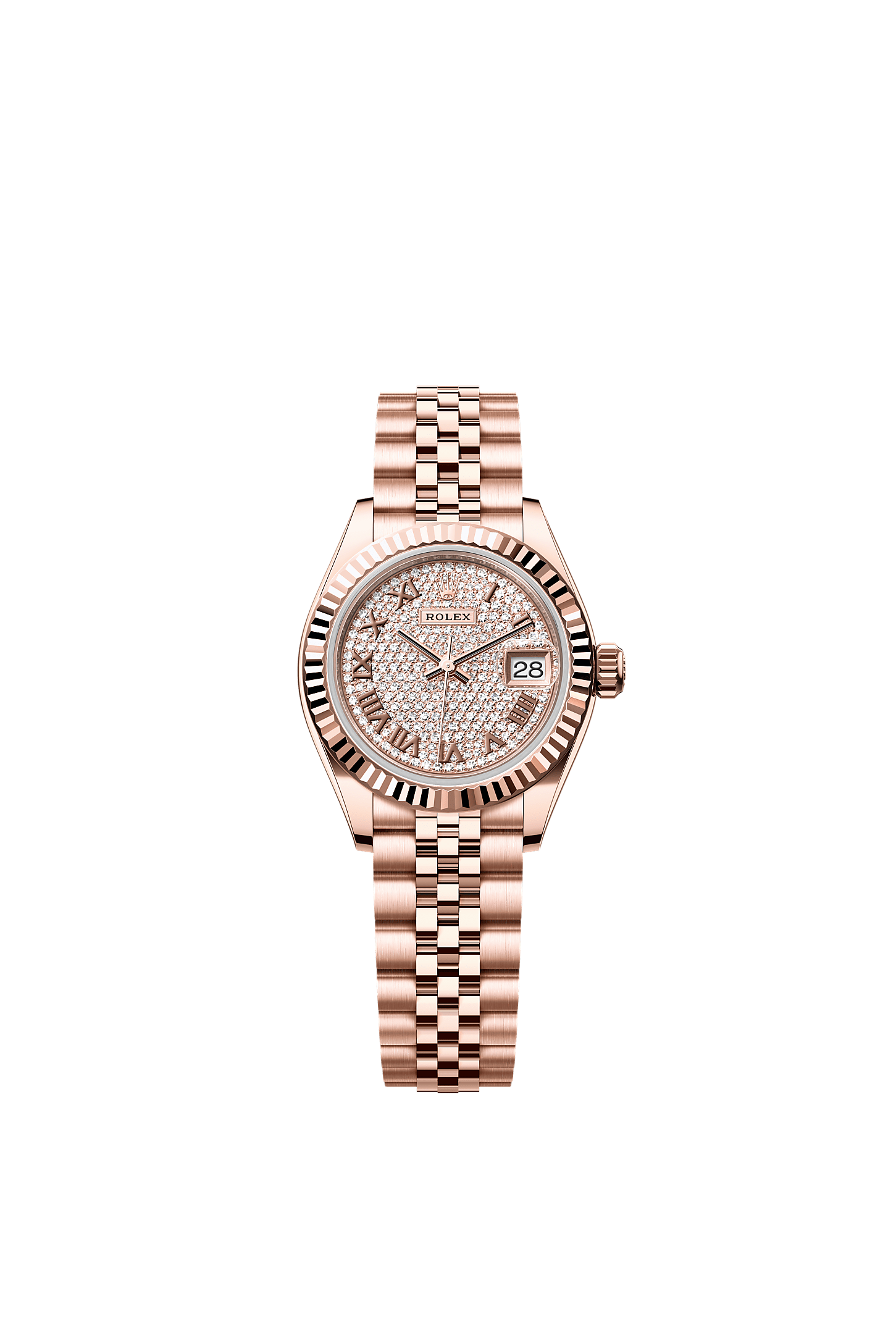 Lady-Datejust, Oyster, 28 mm, Everose gold, Dial : Diamond-paved, Rolex
