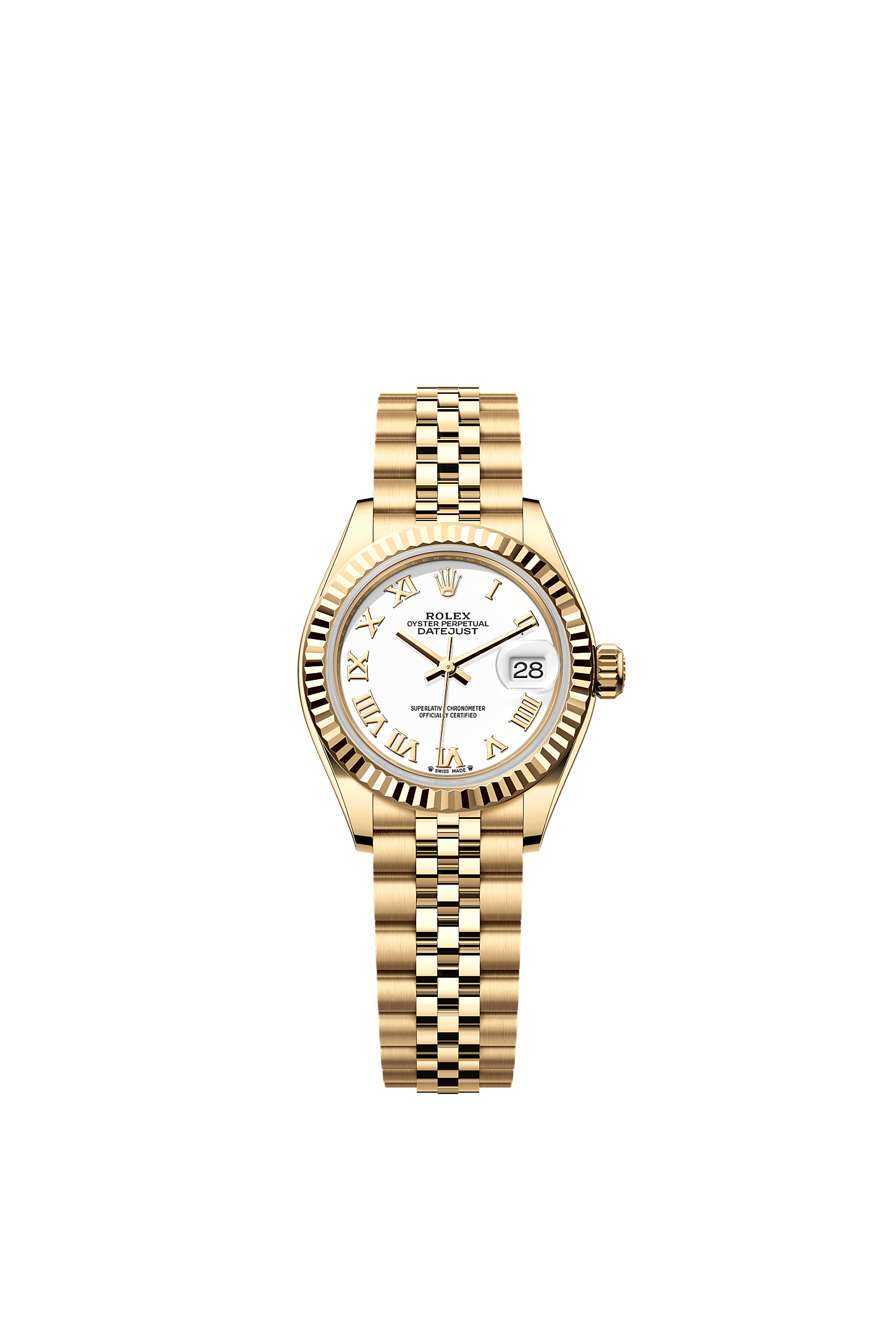 女装日志型, 蚝式，28毫米，黄金, 表盘 : 白色, Rolex