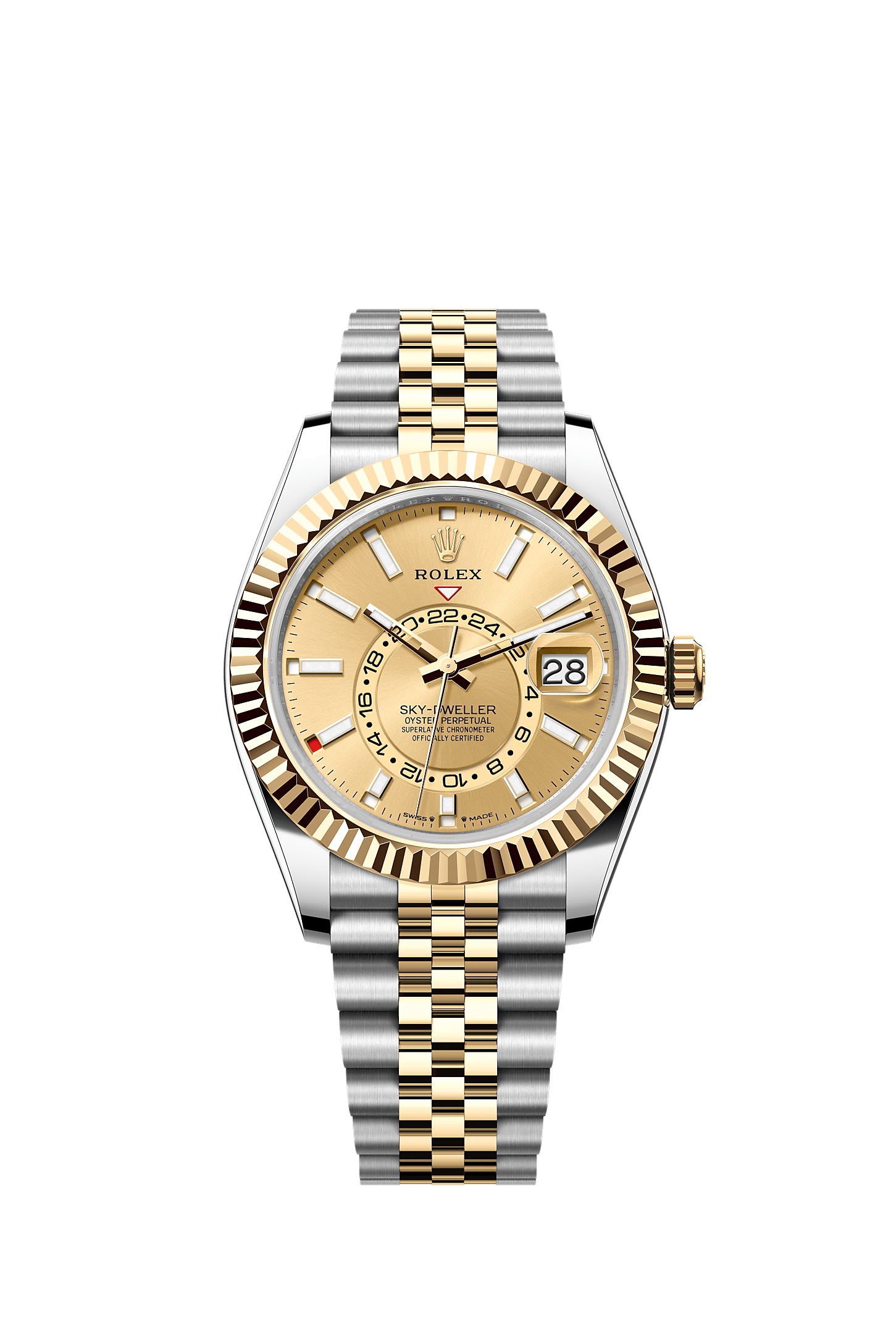 Sky-Dweller, Oyster, 42 mm, Oystersteel and yellow gold, Dial : Champagne-colour, Rolex