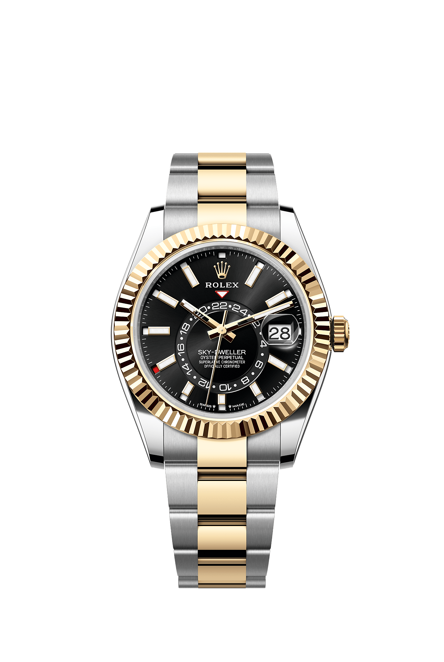 Sky-Dweller, Oyster, 42 mm, Oystersteel and yellow gold, Dial : Bright black, Rolex
