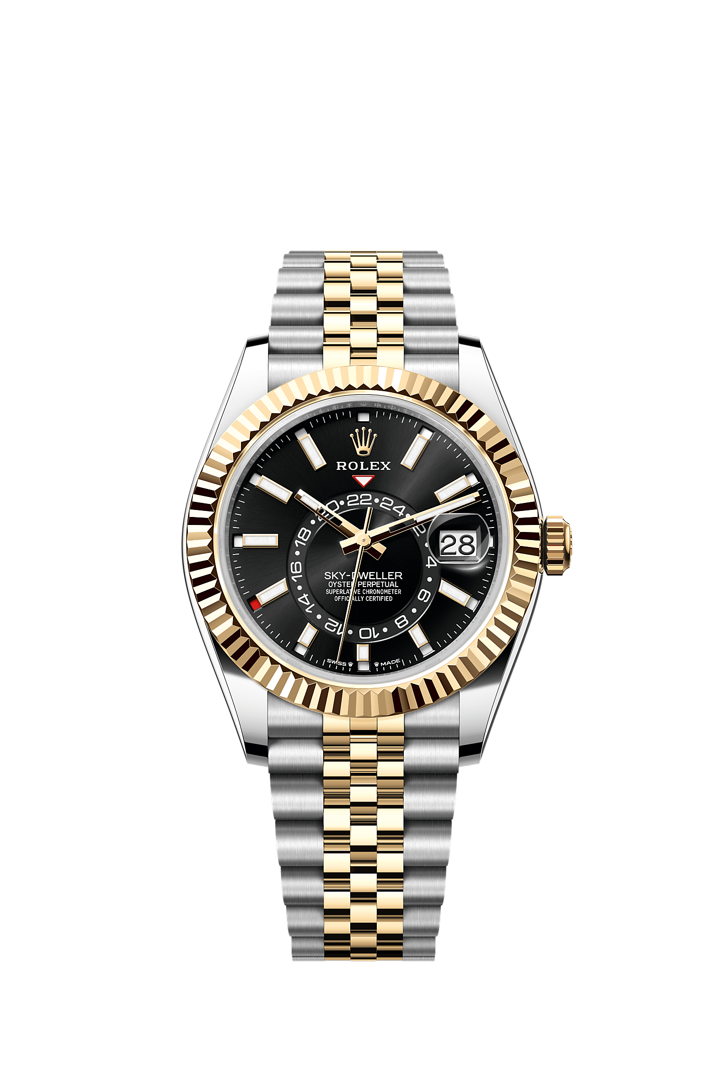 Sky-Dweller, Oyster, 42 mm, Oystersteel and yellow gold, Dial : Bright black, Rolex