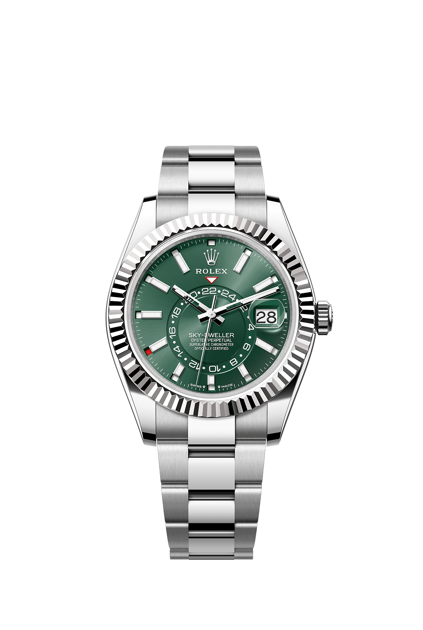 Sky-Dweller, Oyster, 42 mm, Oystersteel and white gold, Dial : Mint green, Rolex