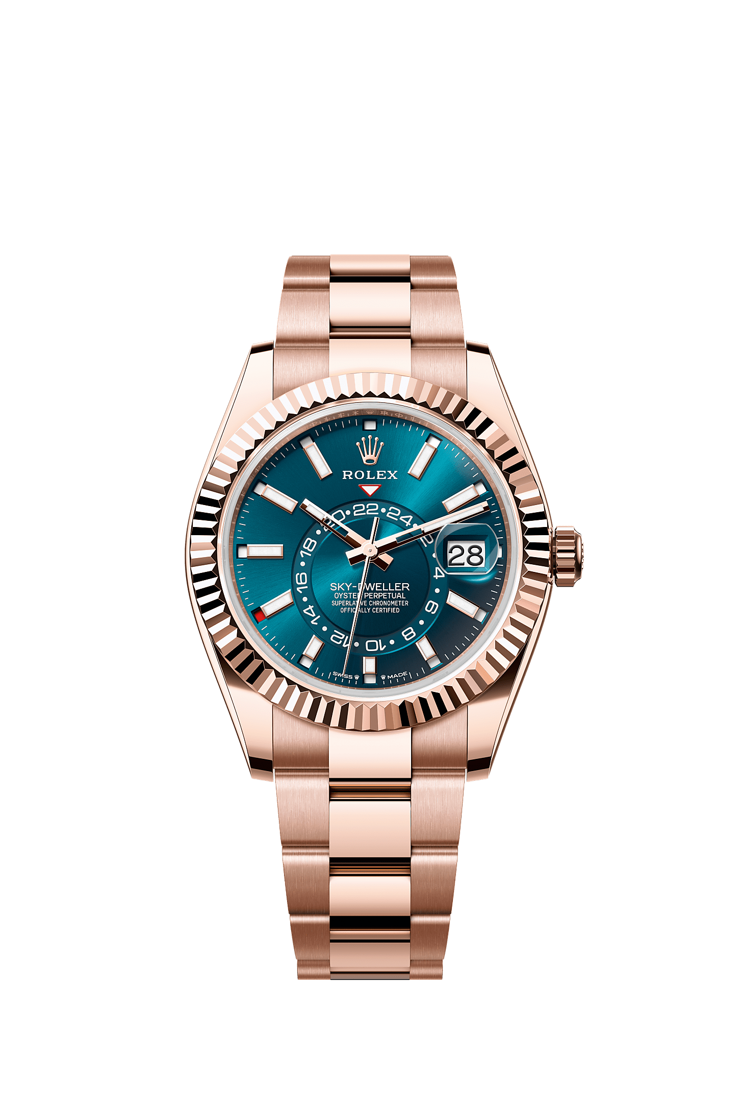 Sky-Dweller, Oyster, 42 mm, Everose gold, Dial : Blue-green, Rolex