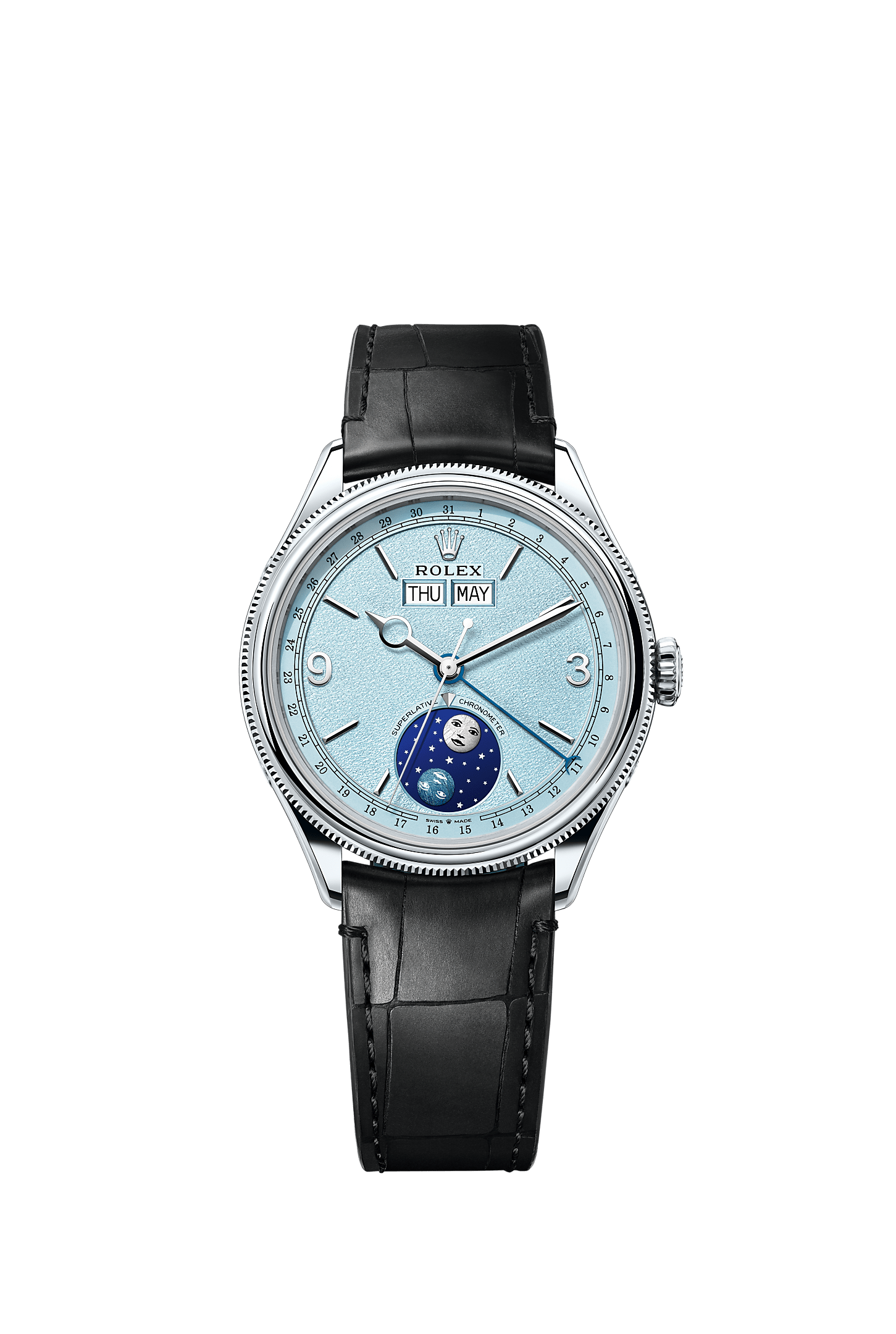 帕德洛尼型, 39毫米，铂金，磨光效果, 表盘 : 冰蓝色, Rolex