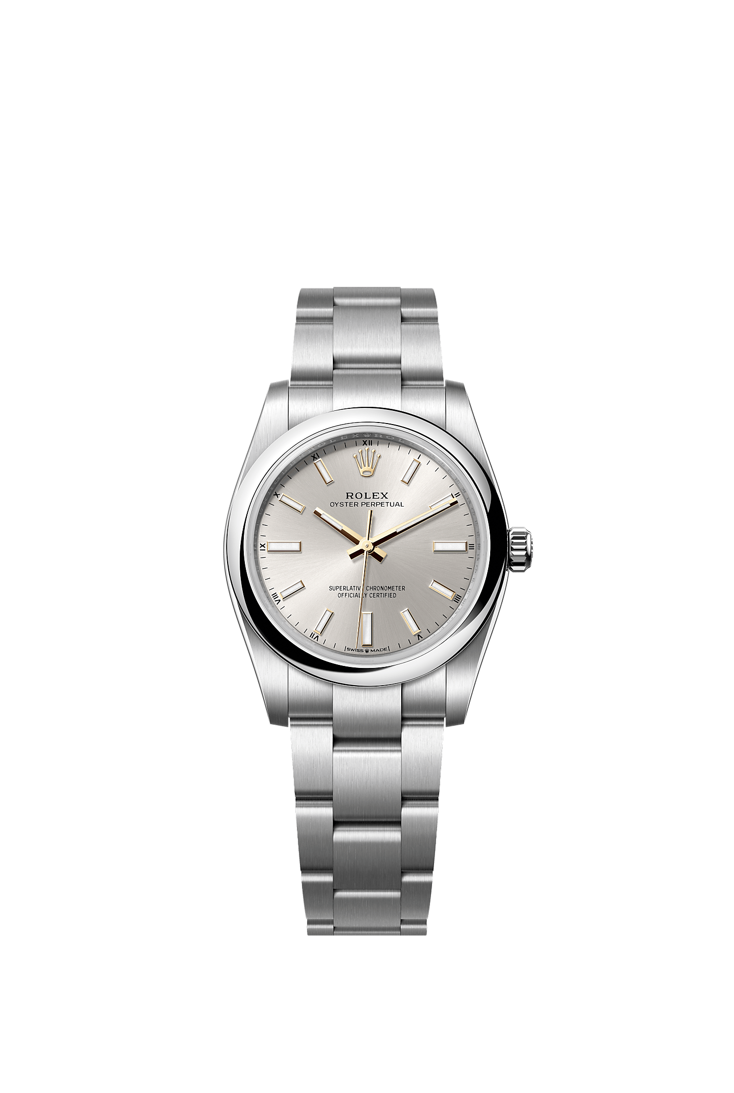 Oyster Perpetual 34, Oyster, 34 mm, Oystersteel, Dial : Silver, Rolex
