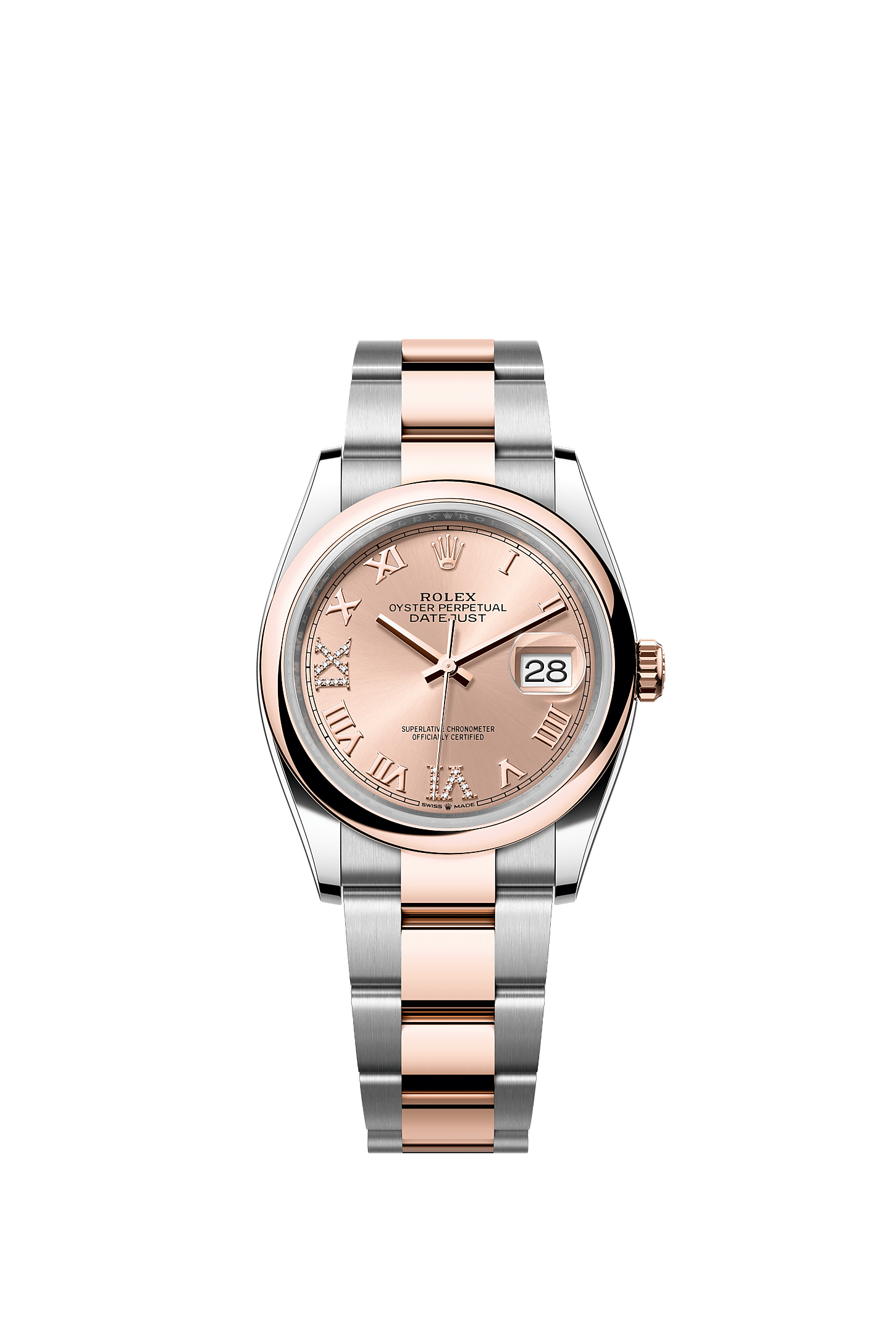 Datejust 36, Oyster, 36 mm, Oystersteel and Everose gold, Dial : Rosé-colour set with diamonds, Rolex