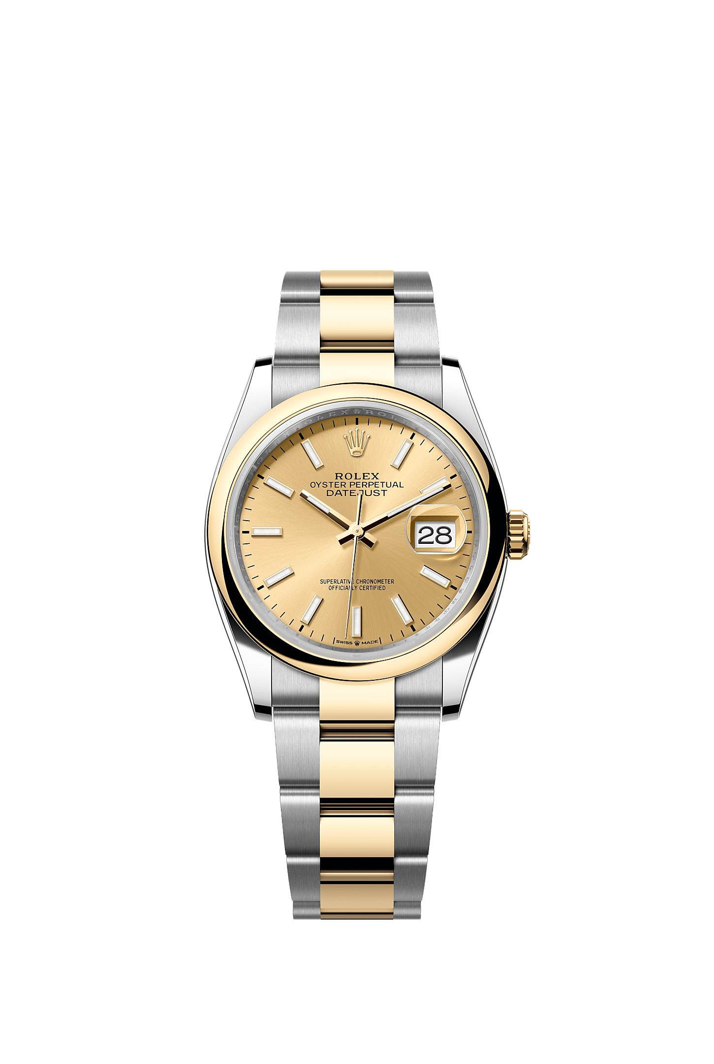 Datejust 36, Oyster, 36 mm, Oystersteel and yellow gold, Dial : Champagne-colour, Rolex