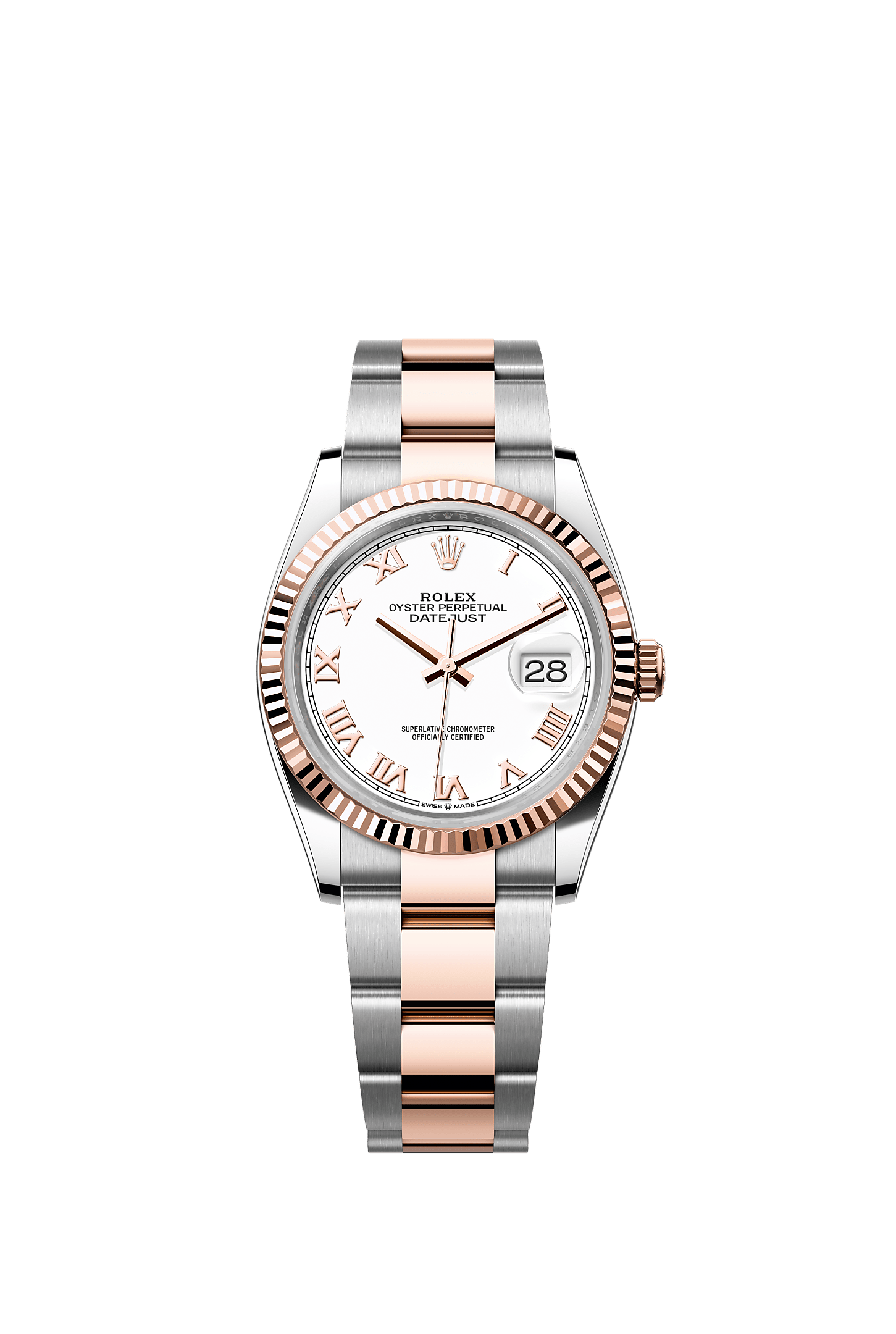 Datejust 36, Oyster, 36 mm, Oystersteel and Everose gold, Dial : White, Rolex