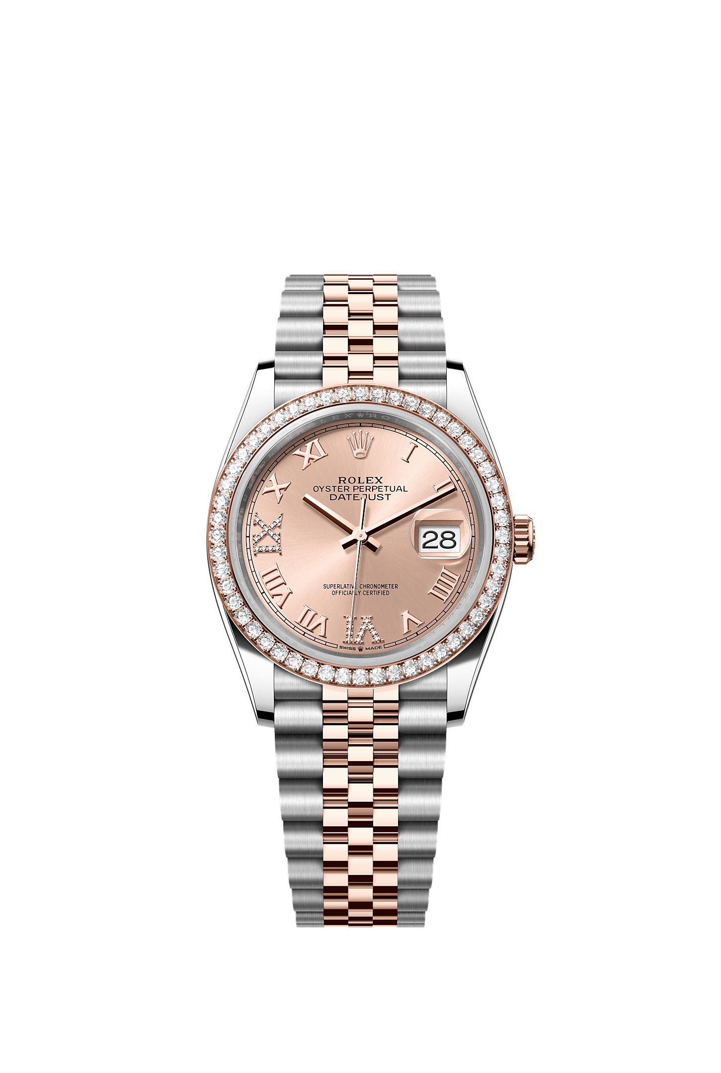 Datejust 36, Oyster, 36 mm, Oystersteel, Everose gold and diamonds, Dial : Rosé-colour set with diamonds, Rolex