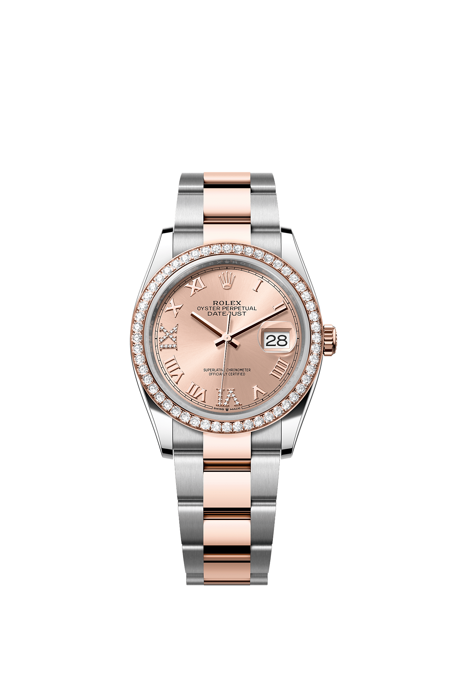 Datejust 36, Oyster, 36 mm, Oystersteel, Everose gold and diamonds, Dial : Rosé-colour set with diamonds, Rolex