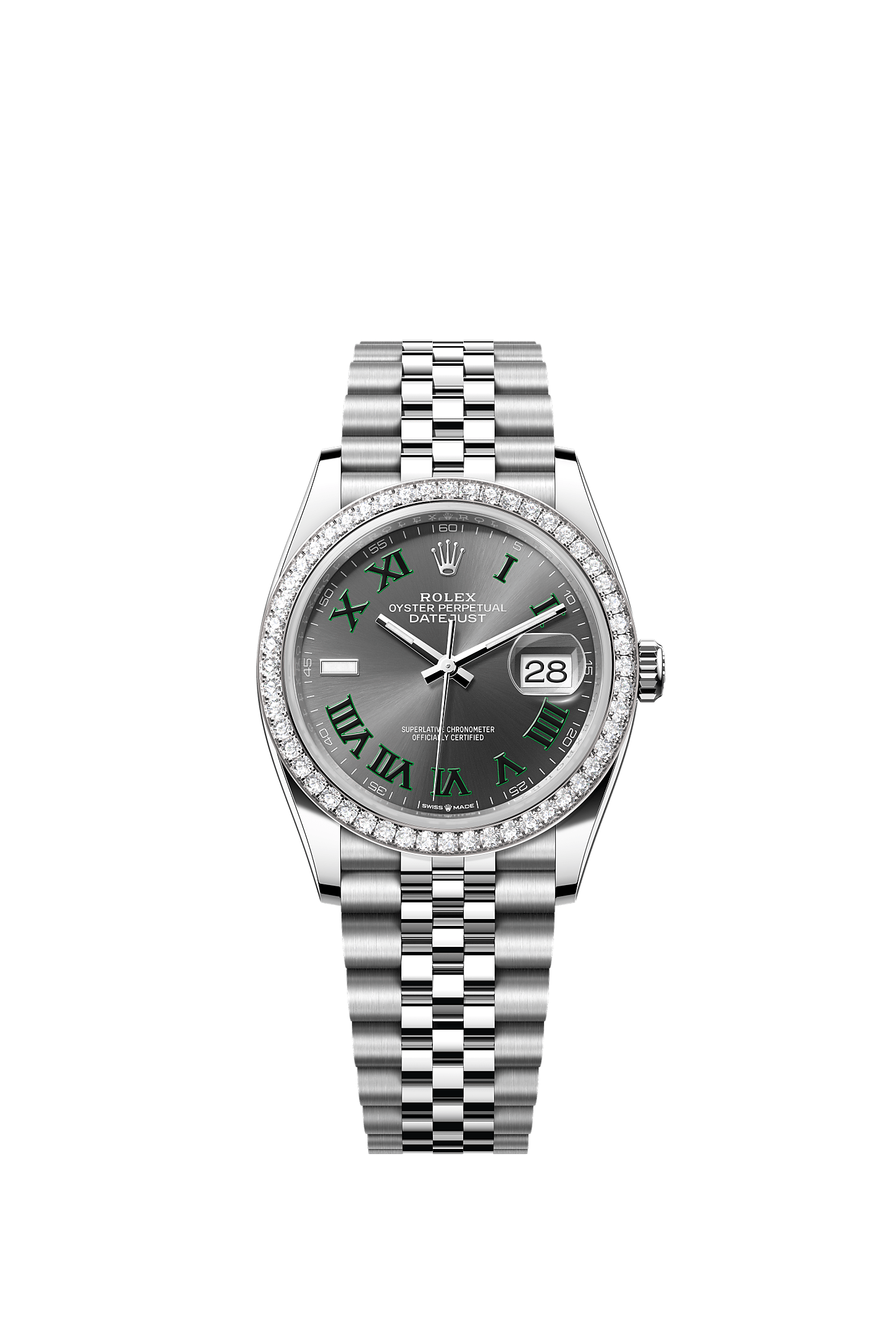 Datejust 36, Oyster, 36 mm, Oystersteel, white gold and diamonds, Dial : Slate, Rolex