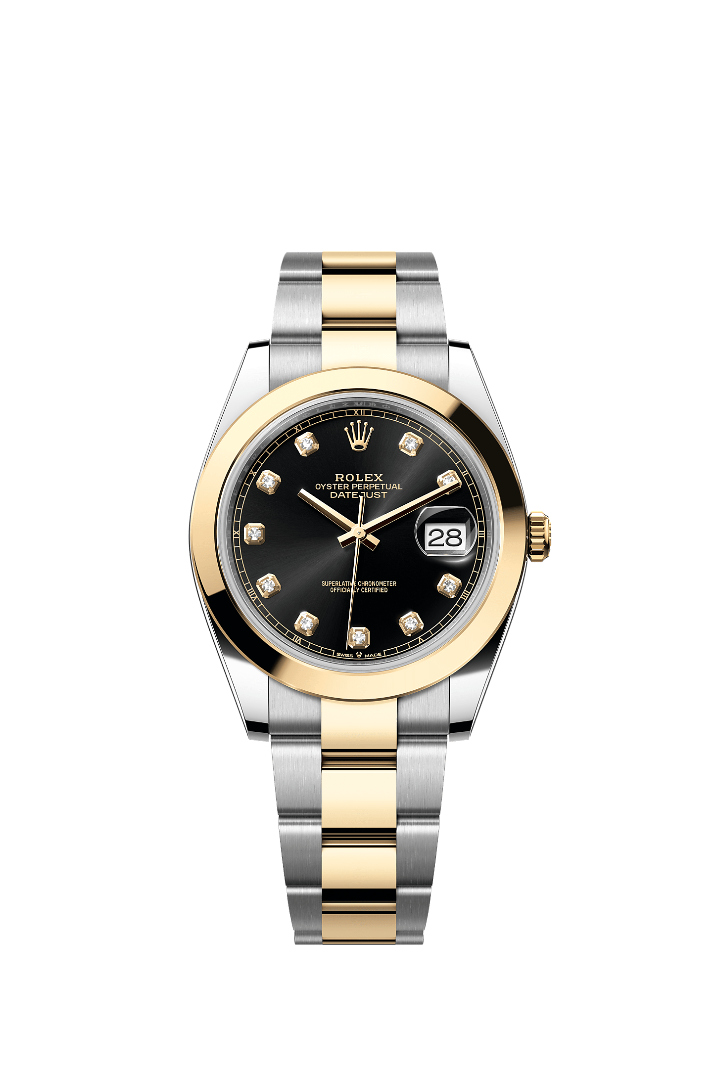 Datejust 41, Oyster, 41 mm, Oystersteel and yellow gold, Dial : Bright black set with diamonds, Rolex