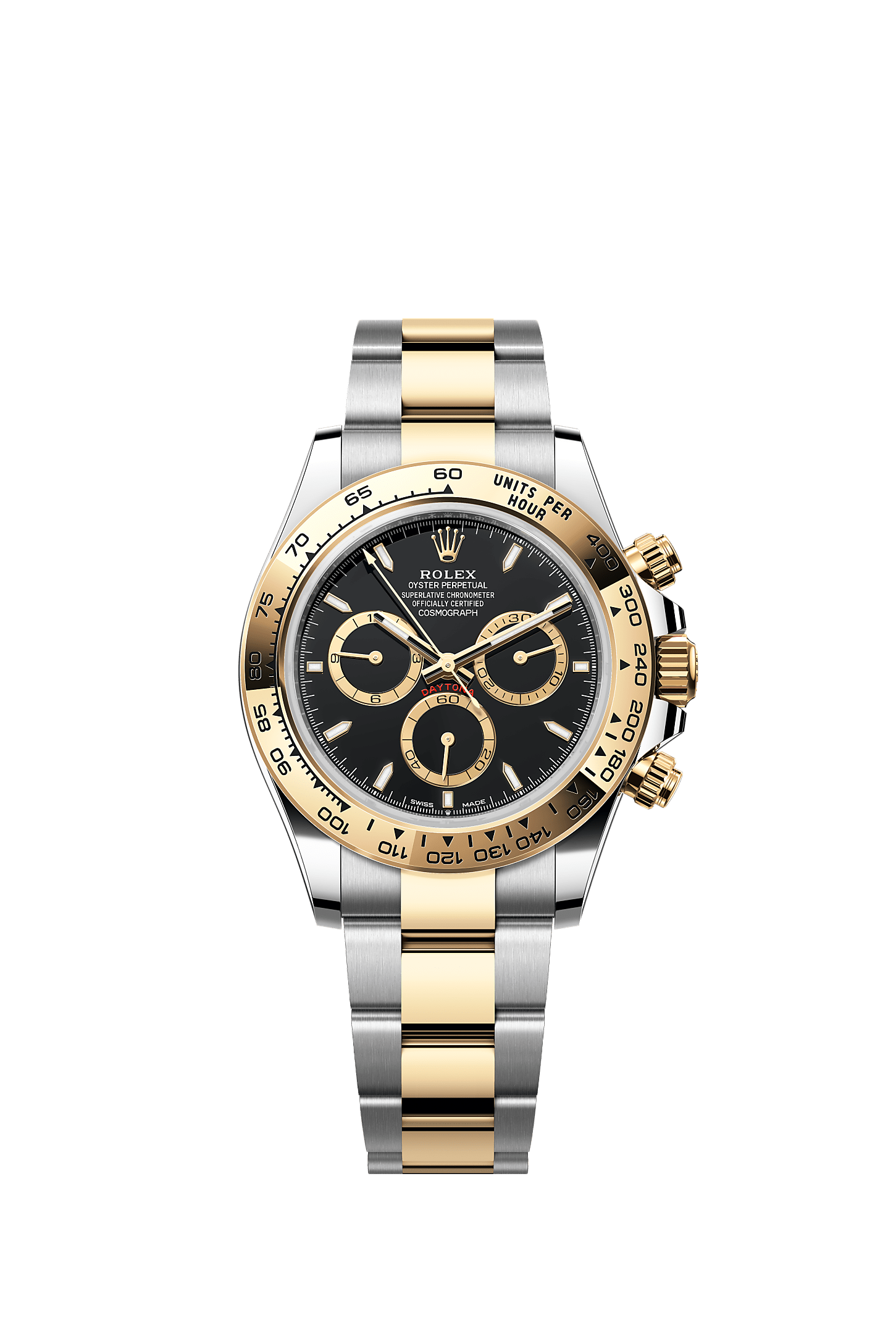Cosmograph Daytona, Oyster, 40 mm, Oystersteel and yellow gold, Dial : Black, golden counter rings, Rolex