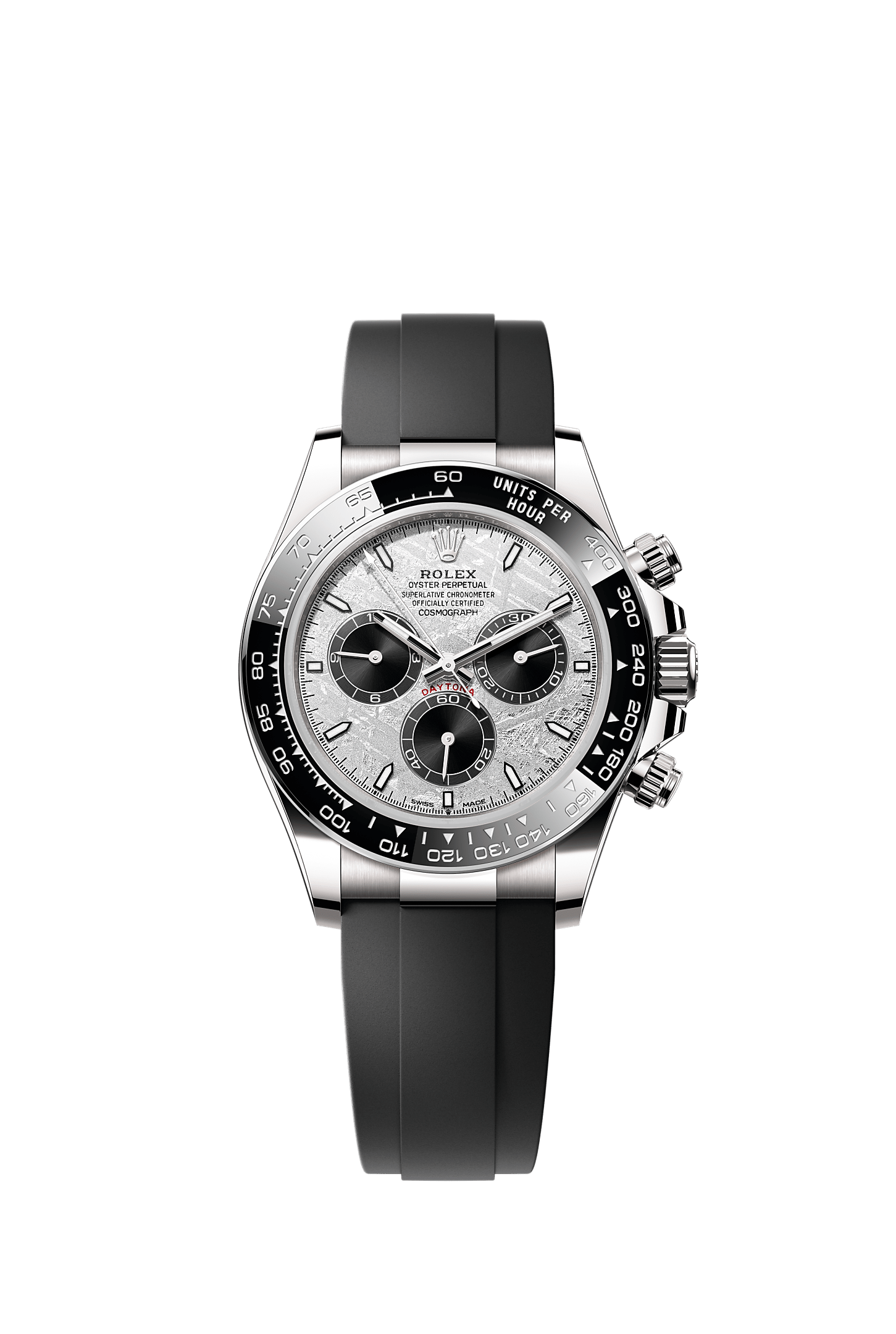 宇宙计型迪通拿, 蚝式，40毫米，白色黄金, 表盘 : 陨石及黑色, Rolex