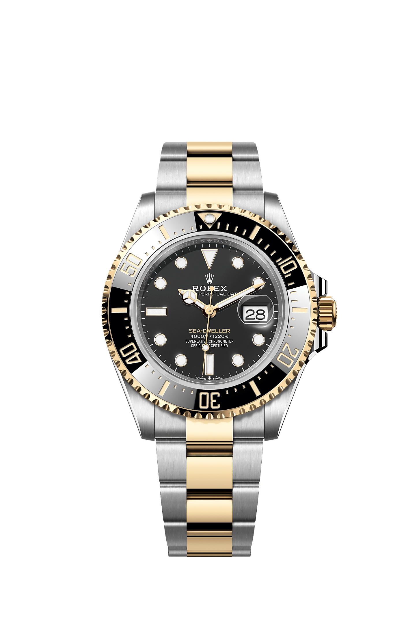 海使型, 蚝式，43毫米，黄金及蚝式钢, 表盘 : 醇黑色, Rolex