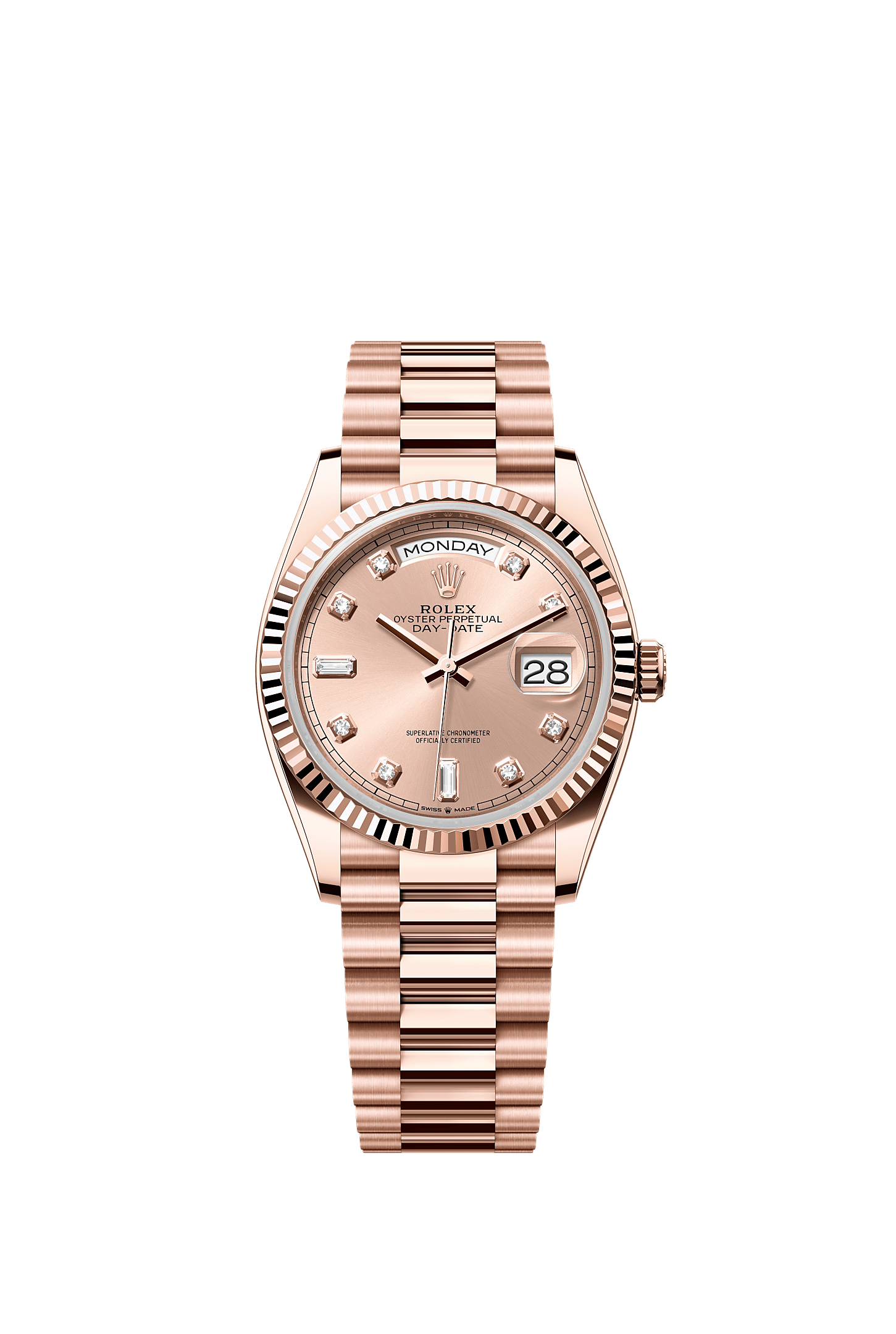 Day-Date 36, Oyster, 36 mm, Everose gold, Dial : Rosé-colour set with diamonds, Rolex