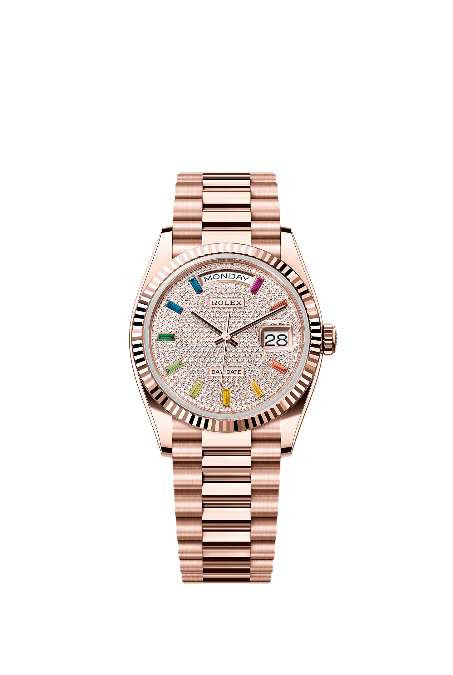 Day-Date 36, Oyster, 36 mm, Everose gold, Dial : Diamond-paved, Rolex