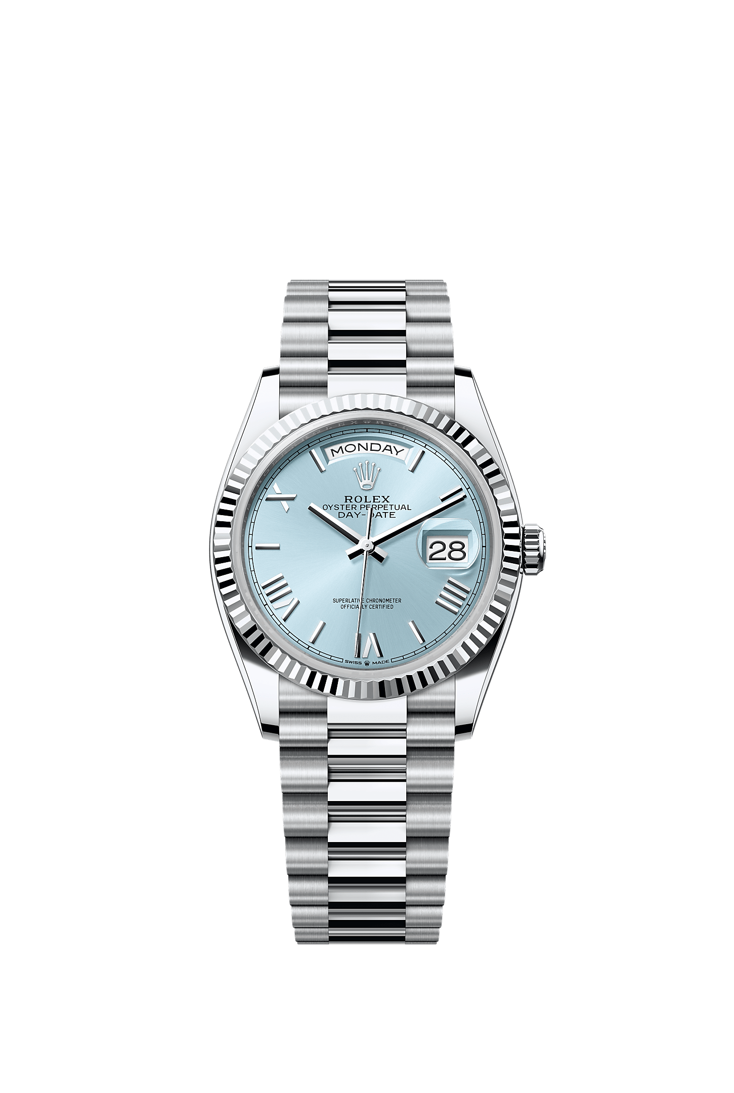 Day-Date 36, Oyster, 36 mm, platinum, Dial : Ice blue, Rolex