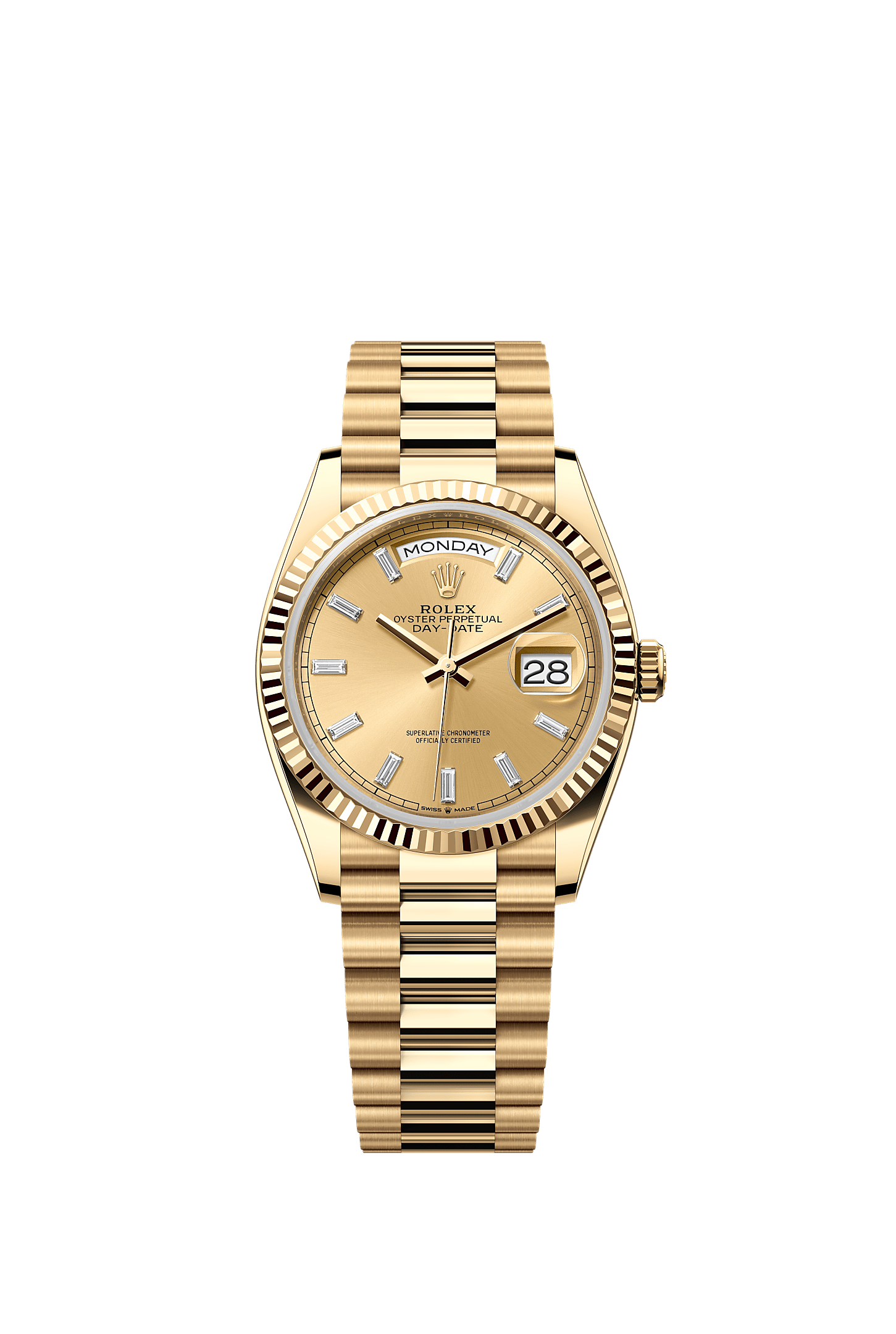 Day-Date 36, Oyster, 36 mm, yellow gold, Dial : Champagne-colour set with diamonds, Rolex