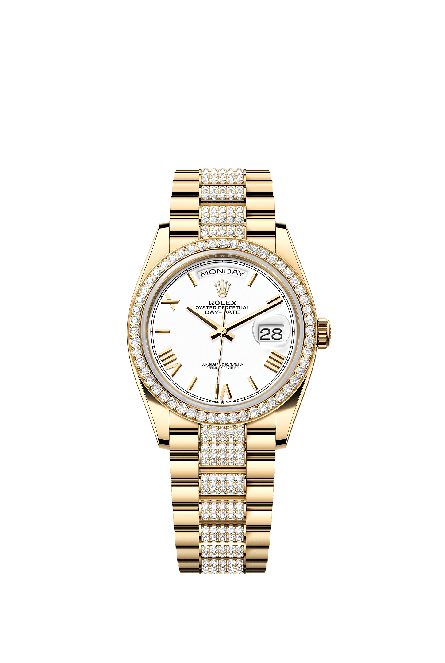 Day-Date 36, Oyster, 36 mm, yellow gold and diamonds, Dial : White, Rolex