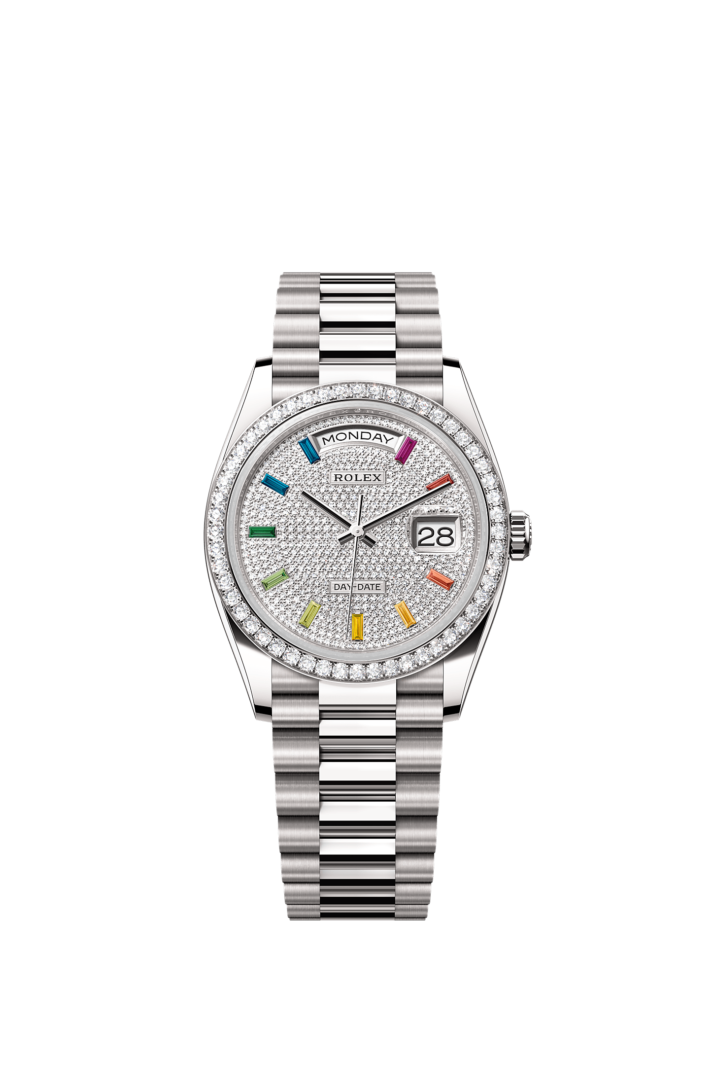 Day-Date 36, Oyster, 36 mm, white gold and diamonds, Dial : Diamond-paved, Rolex