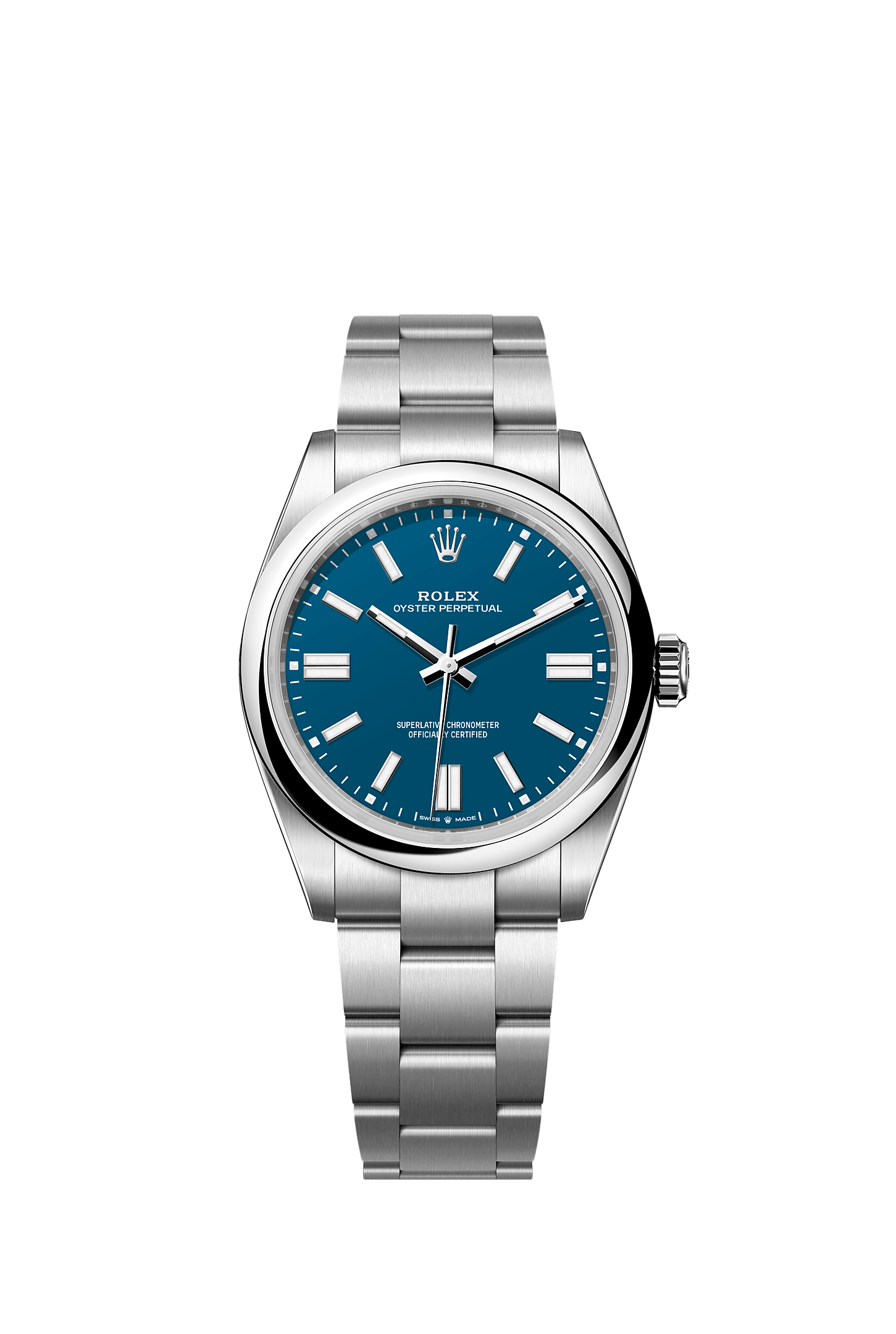 Oyster Perpetual 41, Oyster, 41 mm, Oystersteel, Dial : Med blue, Rolex