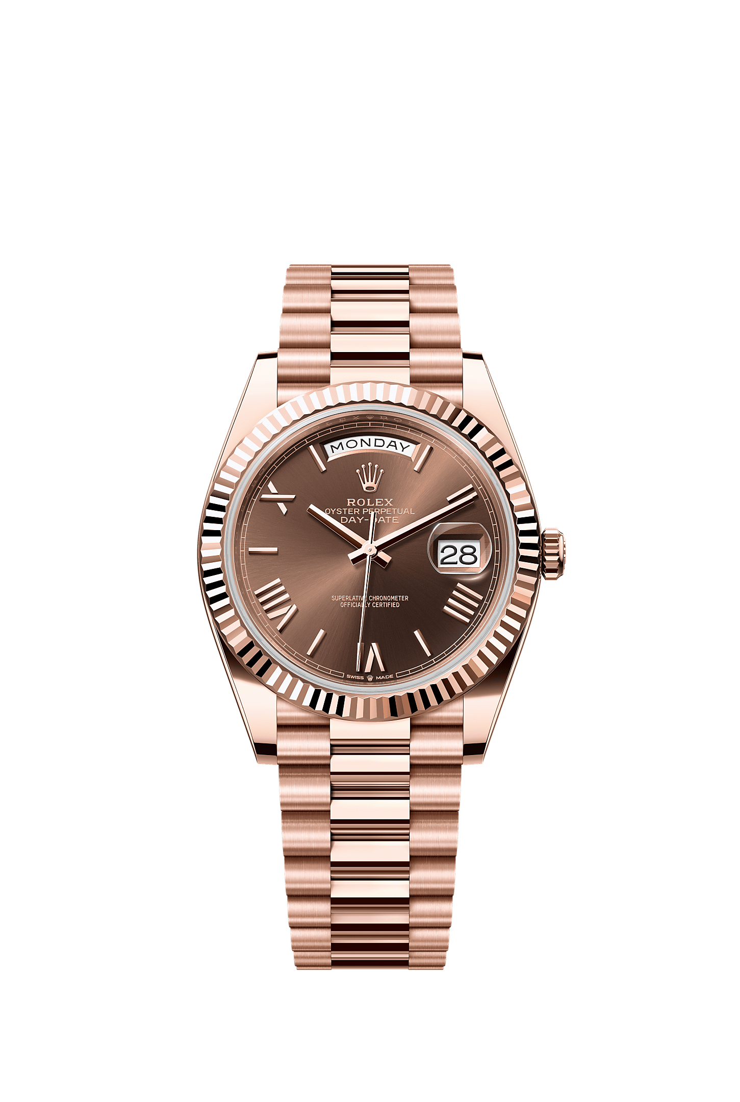 Day-Date 40, Oyster, 40 mm, Everose gold, Dial : Chocolate, Rolex