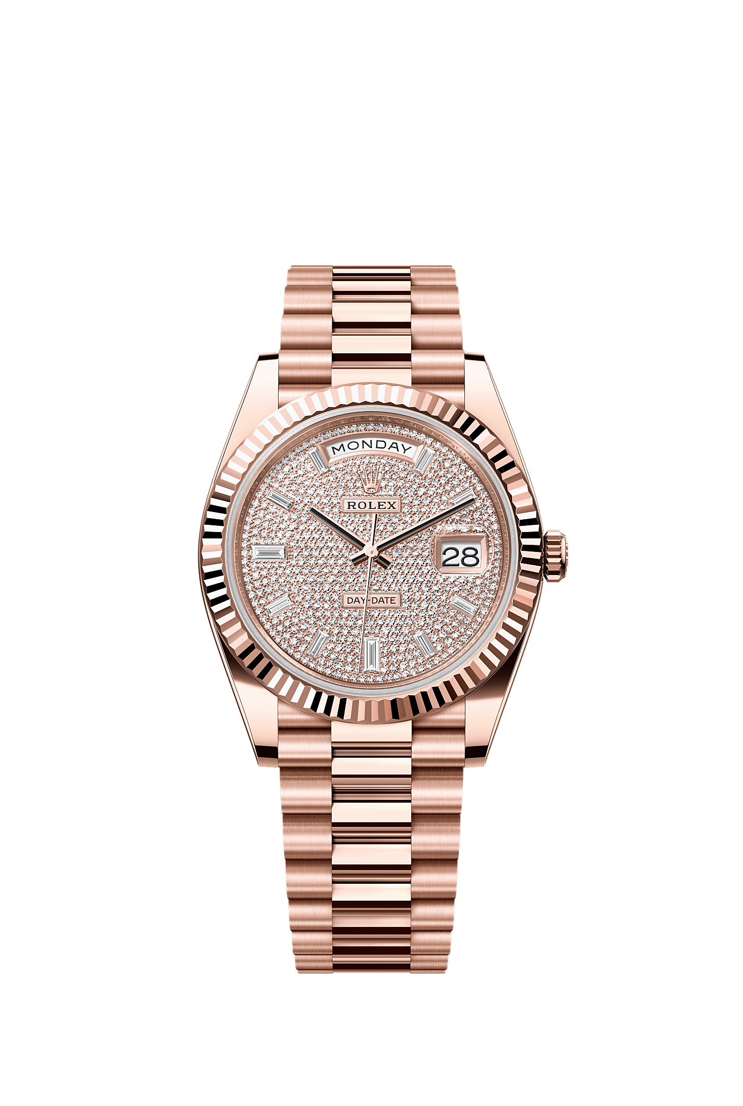 Day-Date 40, Oyster, 40 mm, Everose gold, Dial : Diamond-paved, Rolex