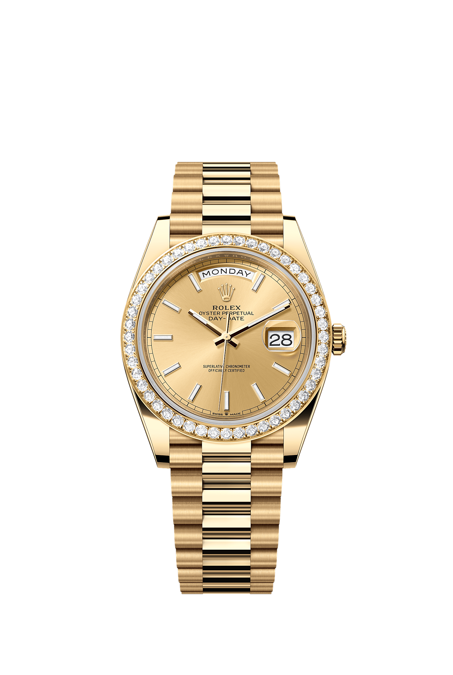 Day-Date 40, Oyster, 40 mm, yellow gold and diamonds, Dial : Champagne-colour, Rolex