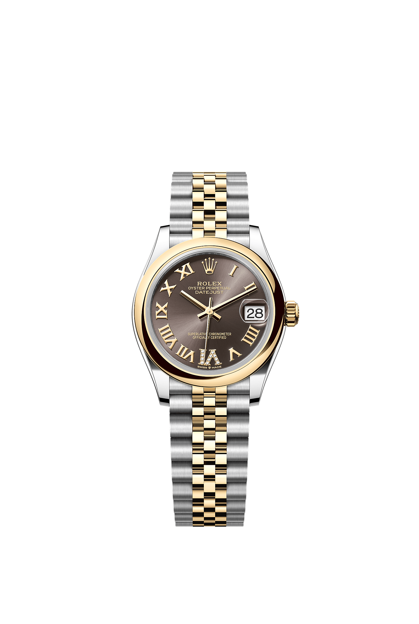 Datejust 31, Oyster, 31 mm, Oystersteel and yellow gold, Dial : Dark grey set with diamonds, Rolex