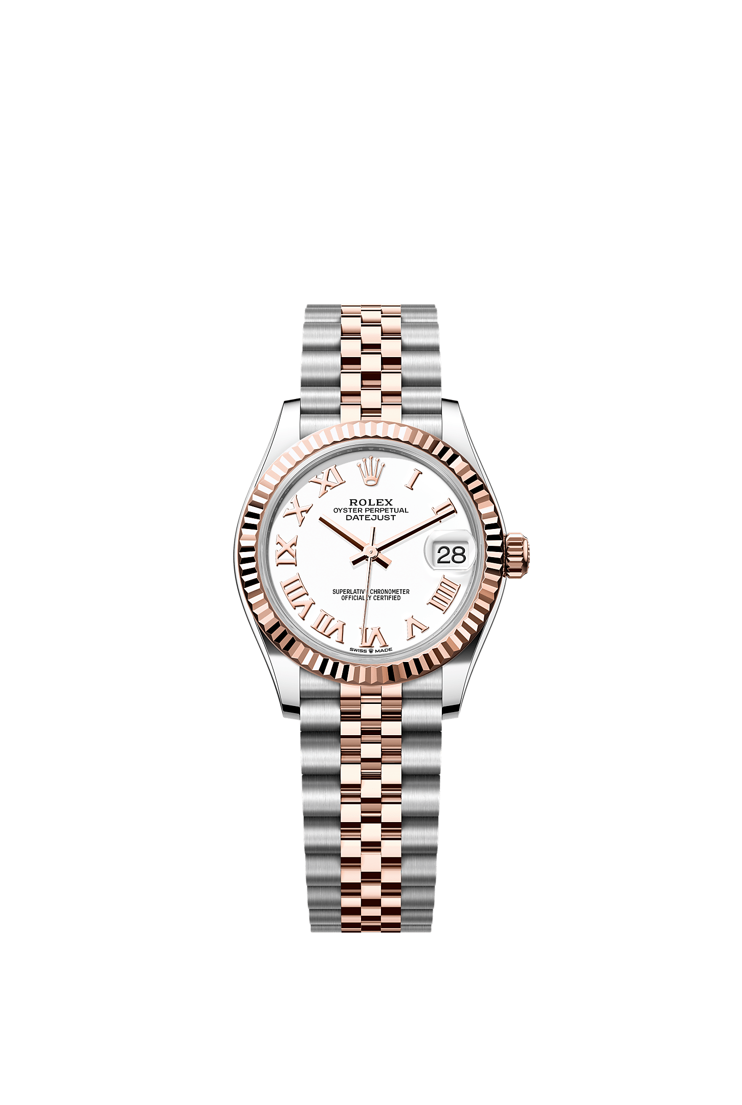 Datejust 31, Oyster, 31 mm, Oystersteel and Everose gold, Dial : White, Rolex