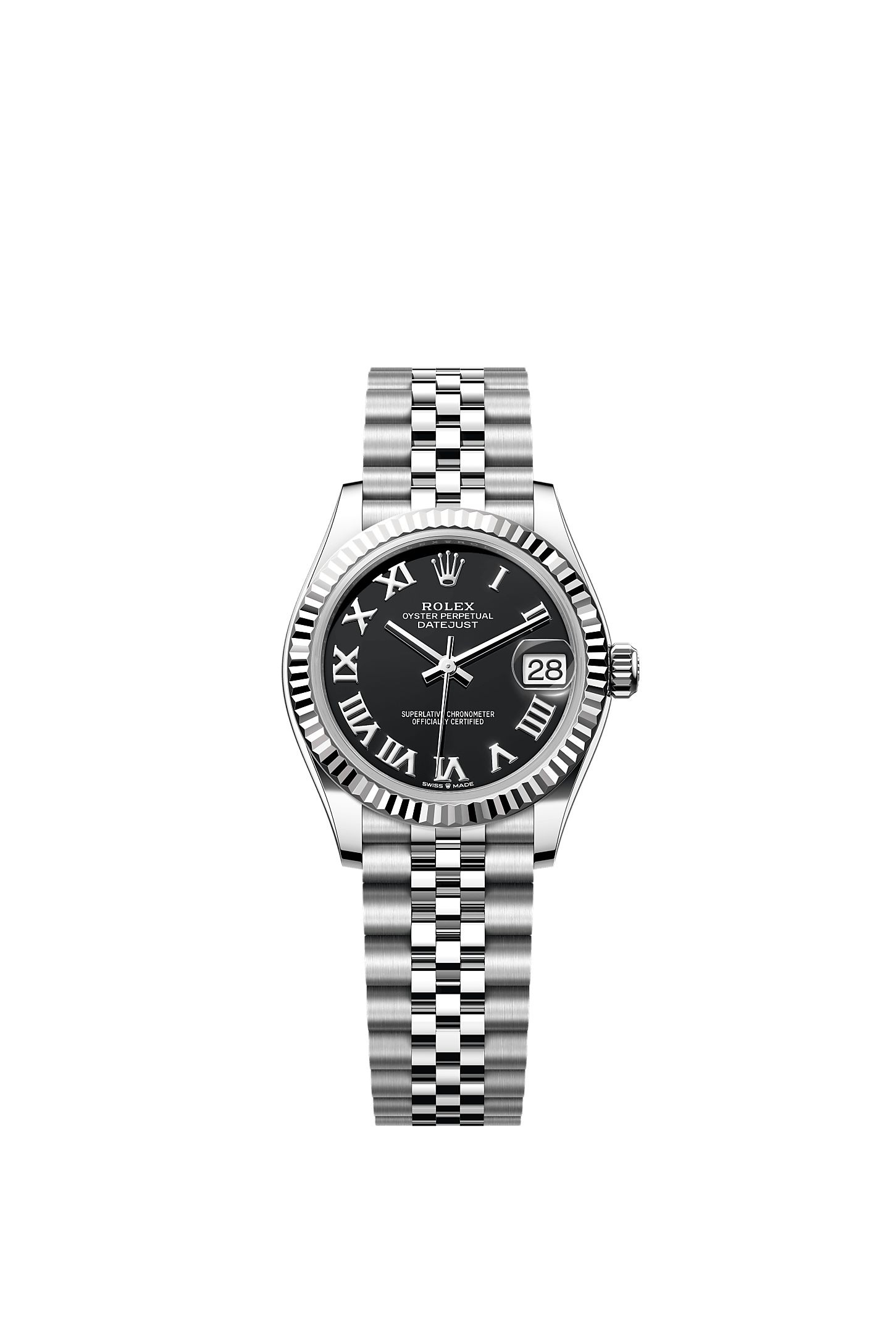 Datejust 31, Oyster, 31 mm, Oystersteel and white gold, Dial : Bright black, Rolex