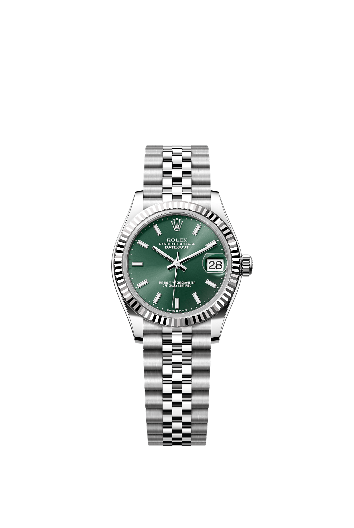 Datejust 31, Oyster, 31 mm, Oystersteel and white gold, Dial : Mint green, Rolex