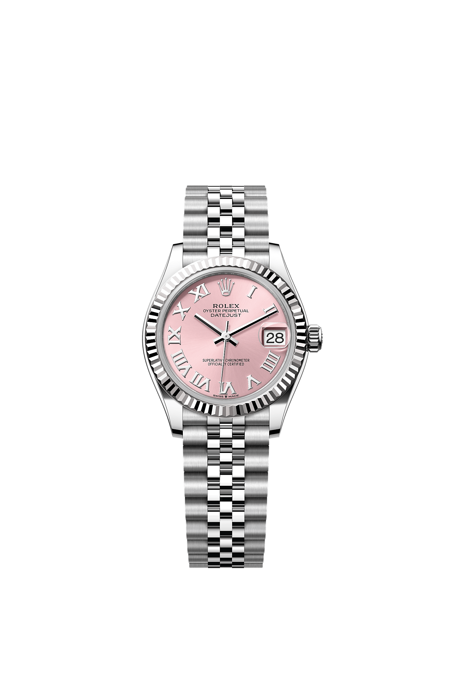 Datejust 31, Oyster, 31 mm, Oystersteel and white gold, Dial : Pink, Rolex