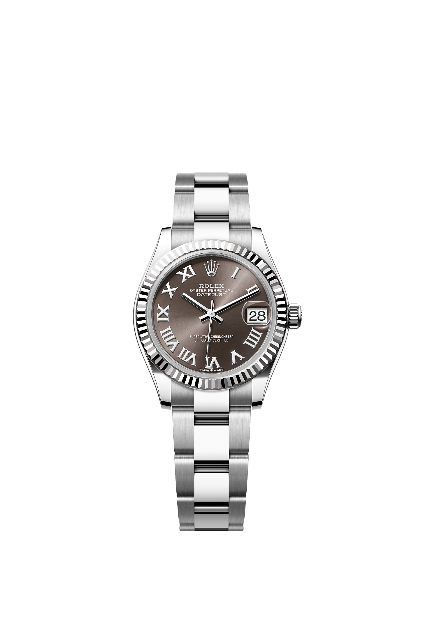 Datejust 31, Oyster, 31 mm, Oystersteel and white gold, Dial : Dark grey, Rolex