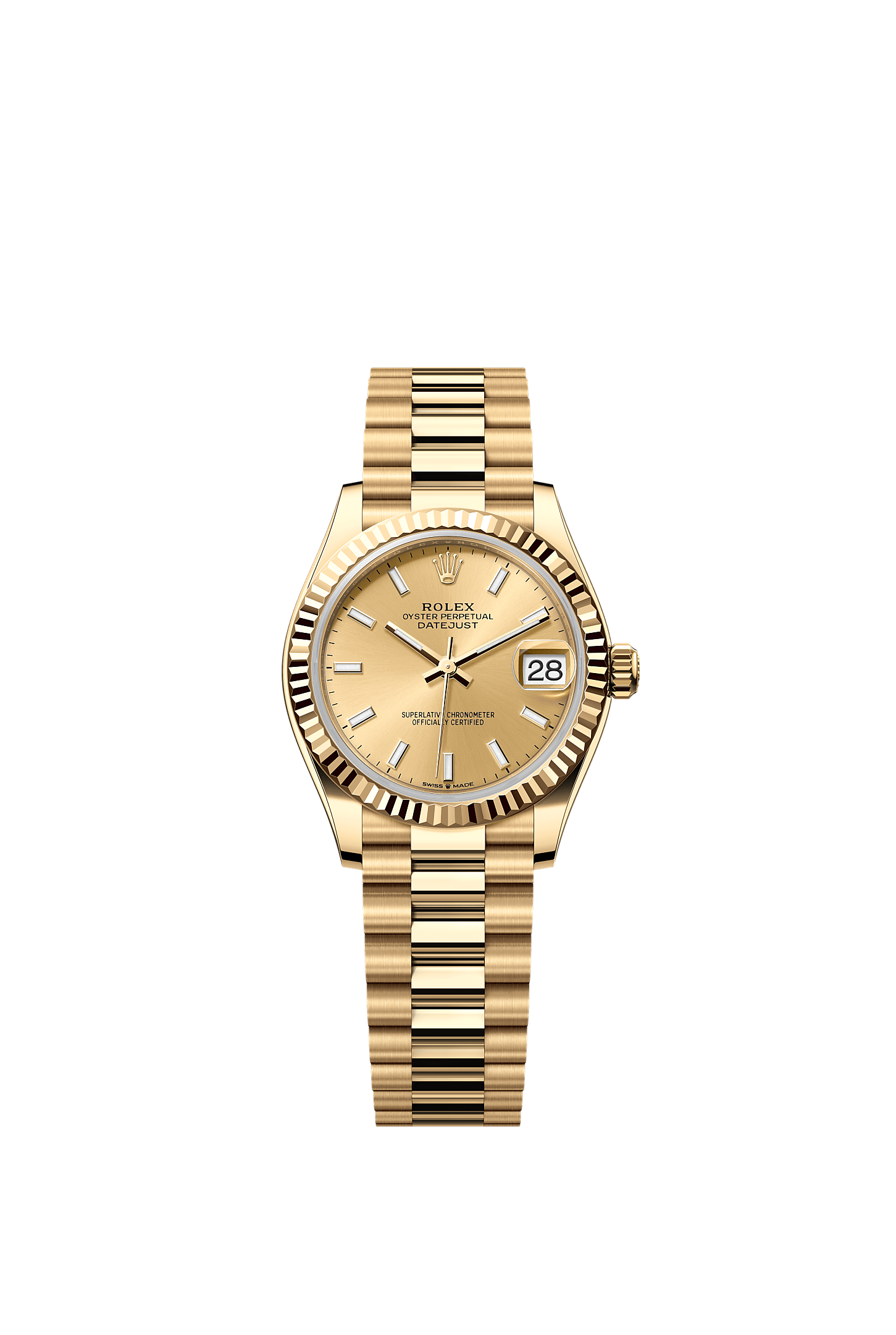 Datejust 31, Oyster, 31 mm, yellow gold, Dial : Champagne-colour, Rolex